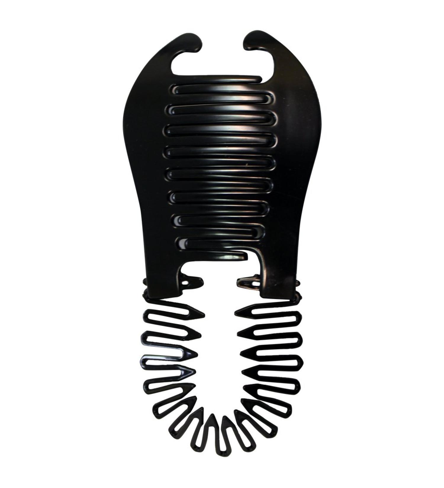 Mia e-Pony  Elongated Ponytail Holder  Modernized Banana Clip  Top Opens for a Hollywood Hairstyle for Women  Teens  Hair Stylists - Black 6x2.75 Inch (Pack of 1) Black