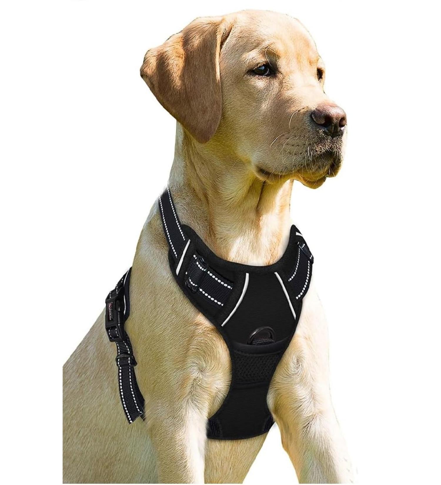 DASH X Large Dog Harness | No Pull Front Clip Vest with Easy Control Handle | Adjustable & Reflective | Breathable & Non-Choke | Black (Neck 42-66cm, Chest 38-89cm) - Buy Online on GoSupps.com