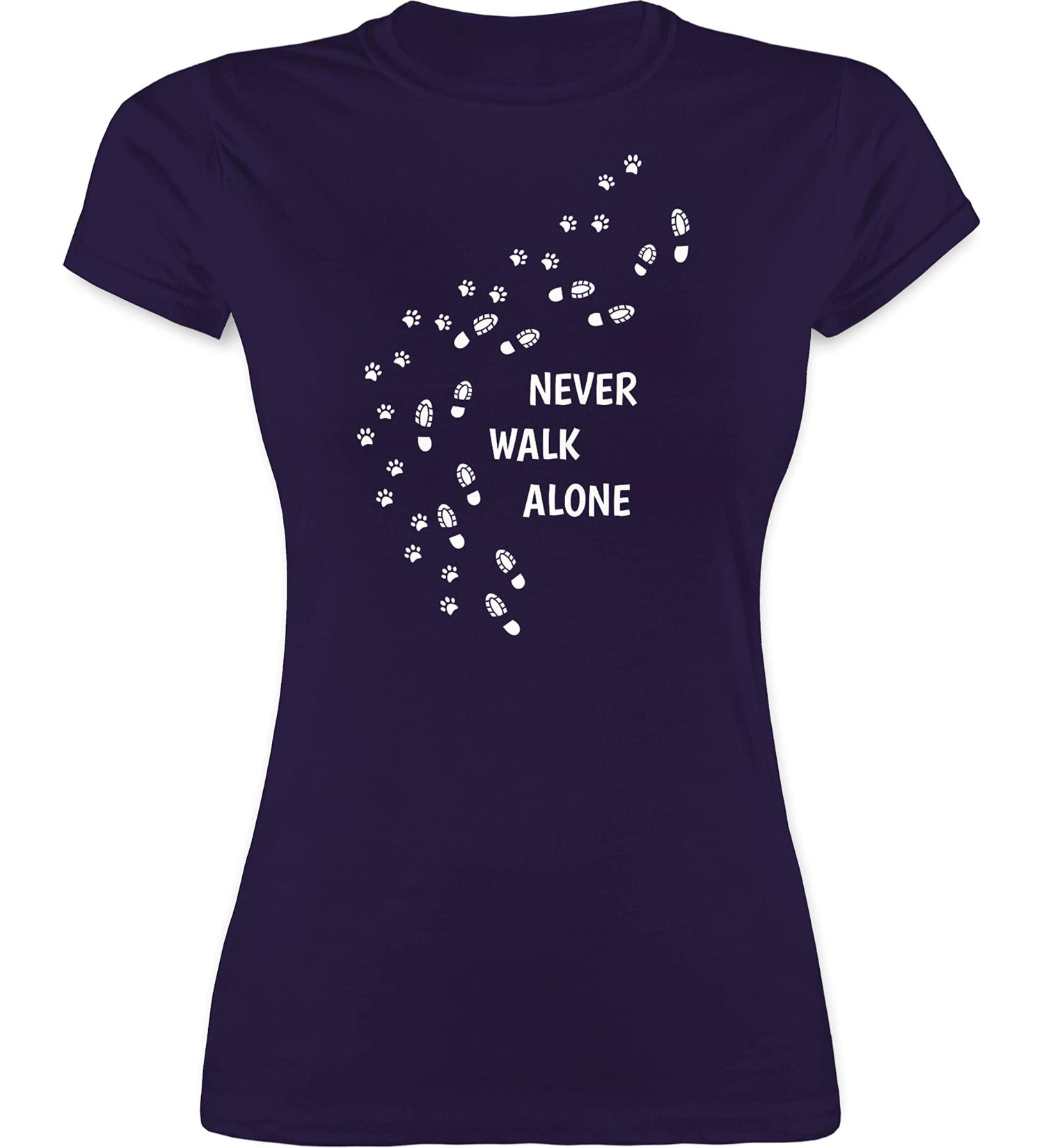 Shirtracer Women's Shirt - Perfect Gift for Dog Owners - Never Walk Alone Paw Prints in Purple (Size L) - Buy Online on GoSupps.com