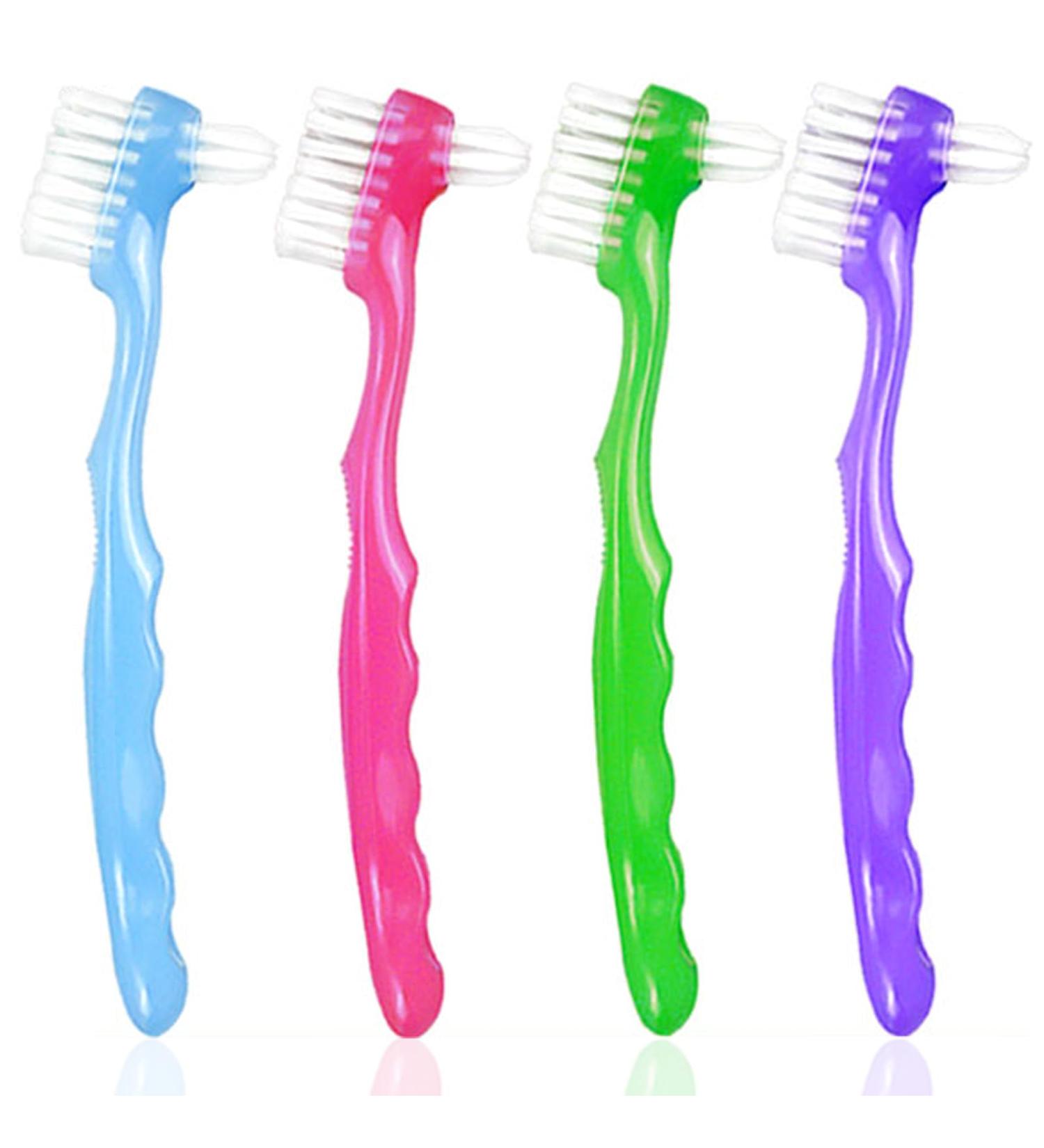 4 Pieces Denture Brush Set - Ergonomic Toothbrush for False Teeth Cleaning | Multi-Layered Bristles - Buy Online on GoSupps.com