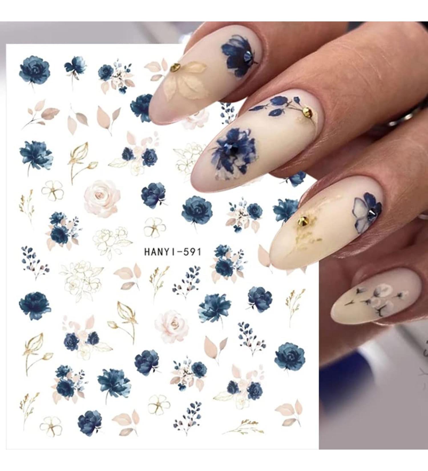 Blue Butterfly & Floral Nail Stickers - 6 Sheets - Buy Online on GoSupps.com