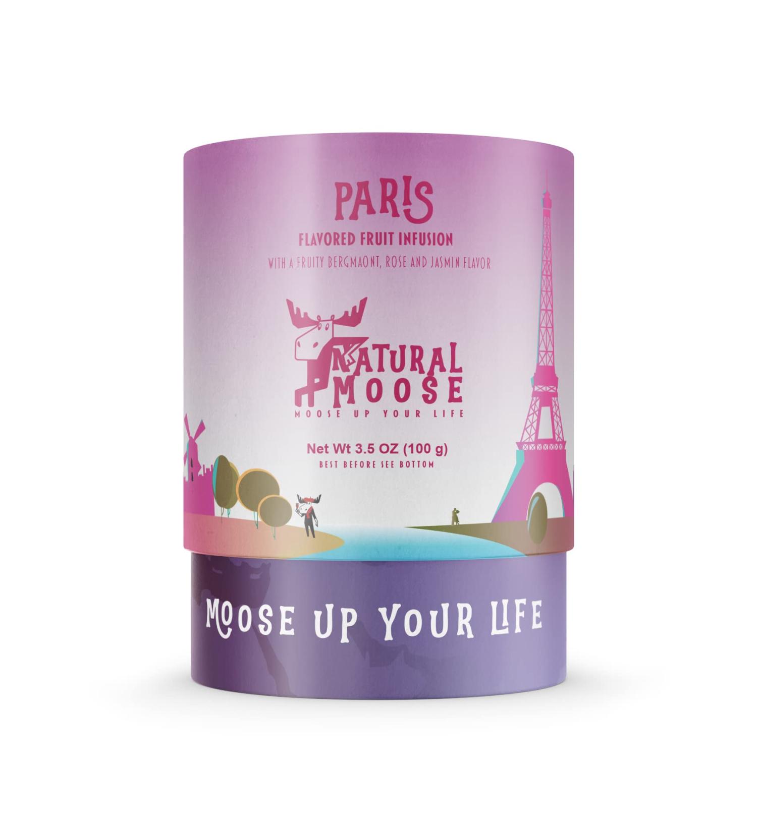 Global Natural Moose Tea Trotters | Premium Loose Leaf Tea | Paris | Fruity Bergamot Rose and Jasmine Flavour | 100g Paris - Fruity bergamot rose and jasmine flavor 100 g (Pack of 1) - Buy Online on GoSupps.com
