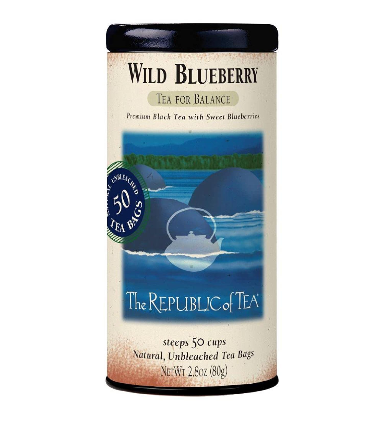 The Republic of Tea Wild Blueberry Black Tea 2.8 oz Tin | 50 Tea Bags - Caffeinated Gourmet Blend | 50 Count Pack - Buy Online on GoSupps.com