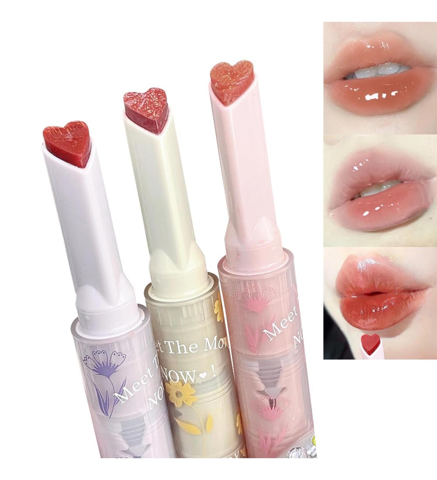 Buy 3 Colors Jelly Lipstick | Tinted Heart Shape Lip Stain | Long Lasting Hydrating Lip Gloss - Buy Online on GoSupps.com
