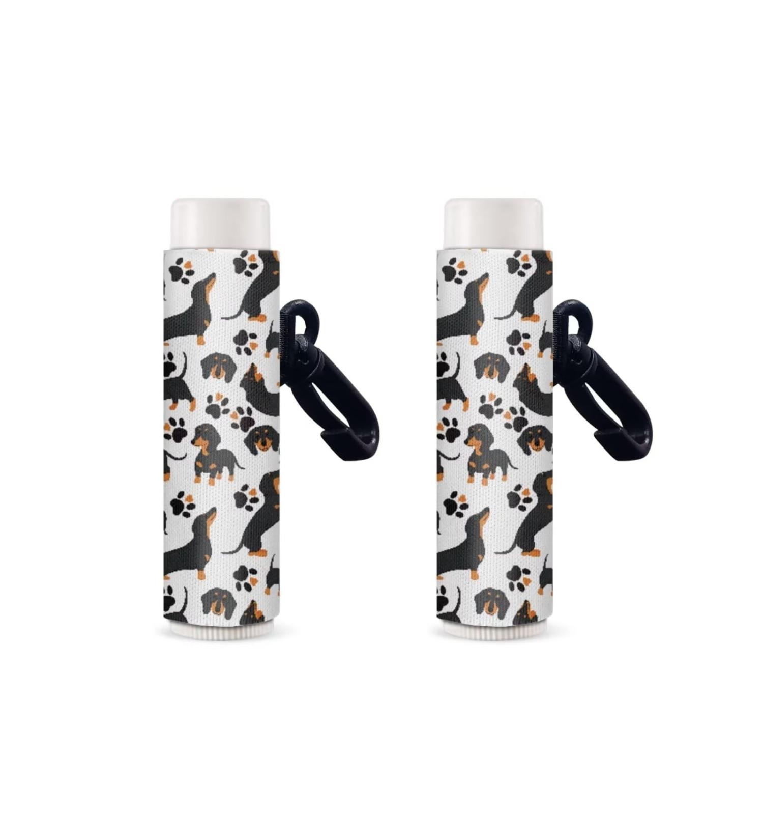 Dachshund Cartoon Keychain Chapstick Holder - 2 Pack Lip Balm & Lipstick Case for Women | Unique & Stylish - Buy Online on GoSupps.com