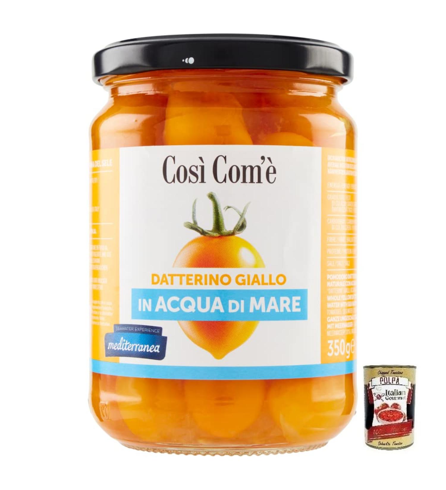 Italian Gourmet E.R. Cos Com' Datterino Giallo tomate jaune Datterino dans l'eau de mer tomates italiennes pot de 350 g + bo te italienne Gourmet Polpa di Pomodoro 400 g - Buy Online on GoSupps.com