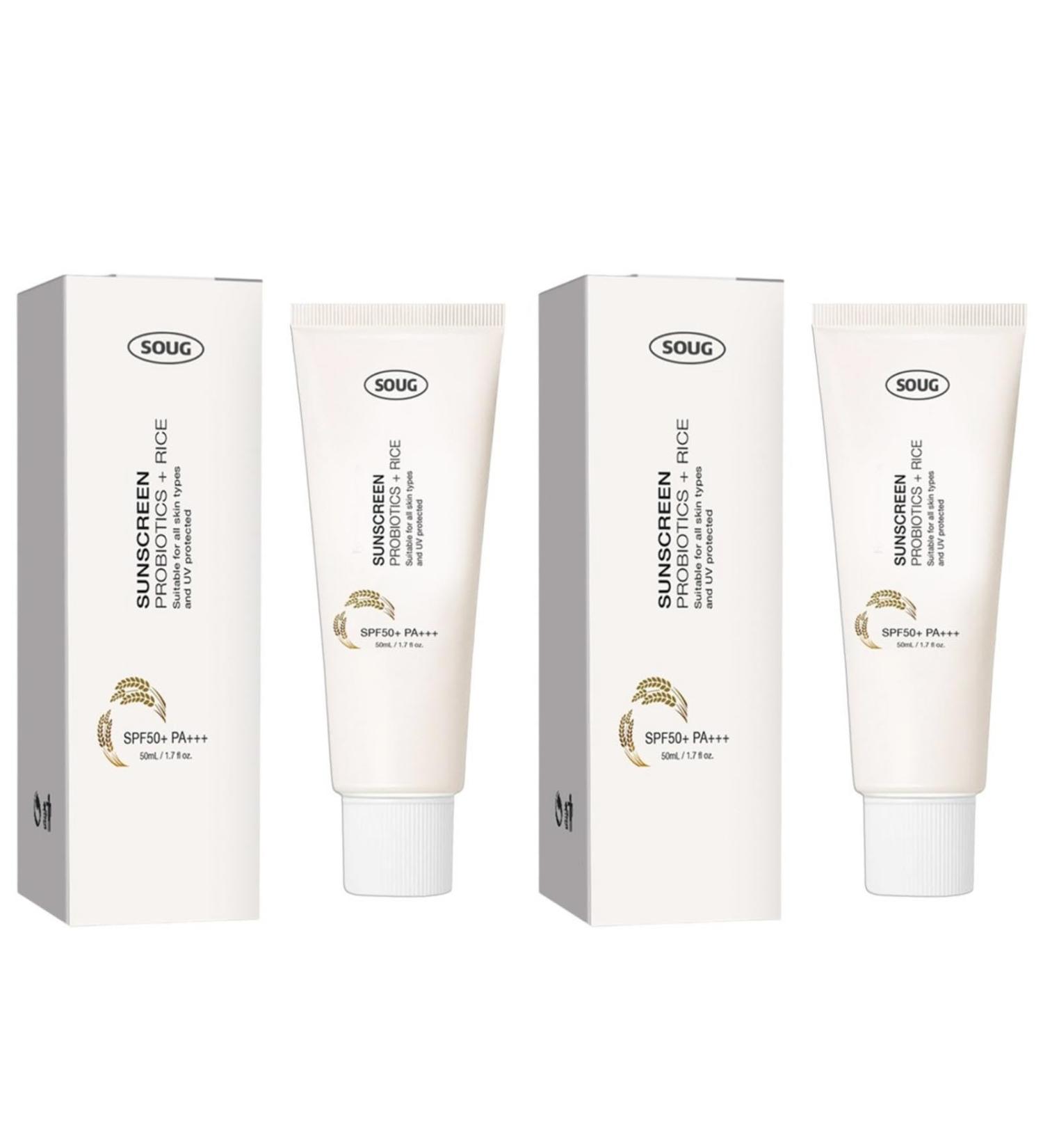 ADERN Korean Sunscreen Spf 50 Face | Spf 50 Face Moisturiser | Rice Probiotic Sunscreen | Moisturizing Sunblock | SPF 50+ Sunscreen with Rice Extracts | UVA & UVB Protetion Suncream for Body and Face - Buy Online on GoSupps.com