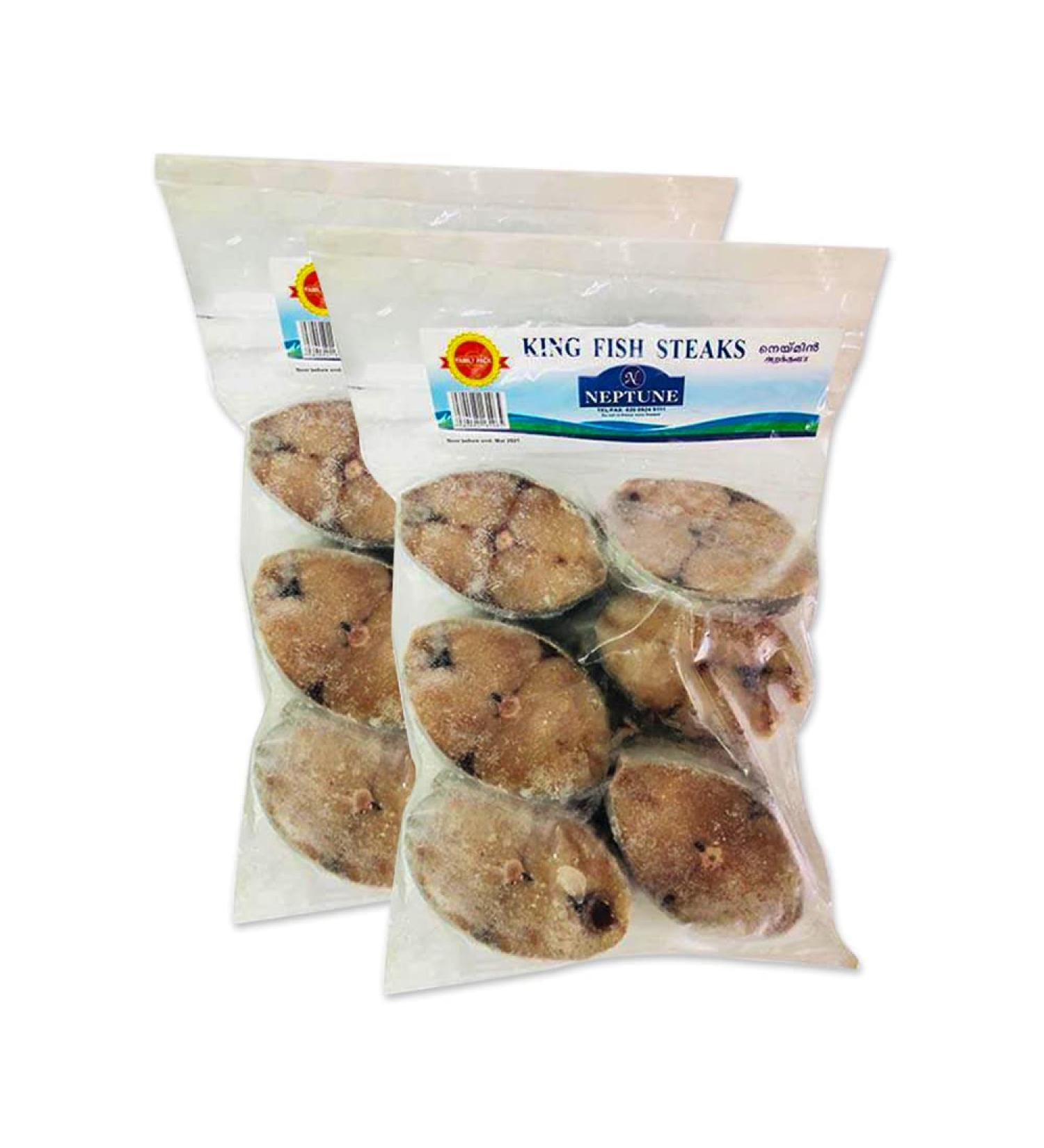 Neptune King Fish | Steaks | 500G | Seafood | 100% Fresh | Indian Origin (Pack of 2)