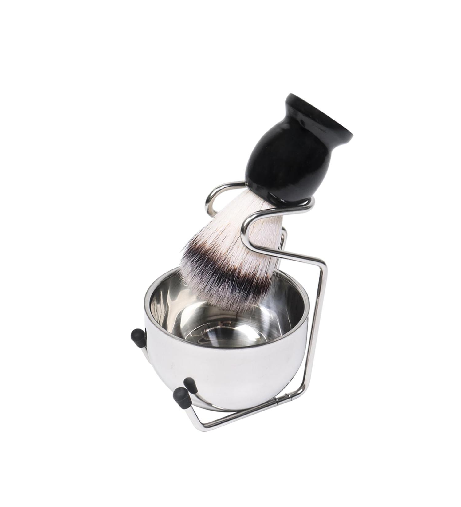 Premium Edestahl Dachshaar Razor Brush Set with Shaving Bowl | Perfect Shaving Gift for Men - Black - Buy Online on GoSupps.com