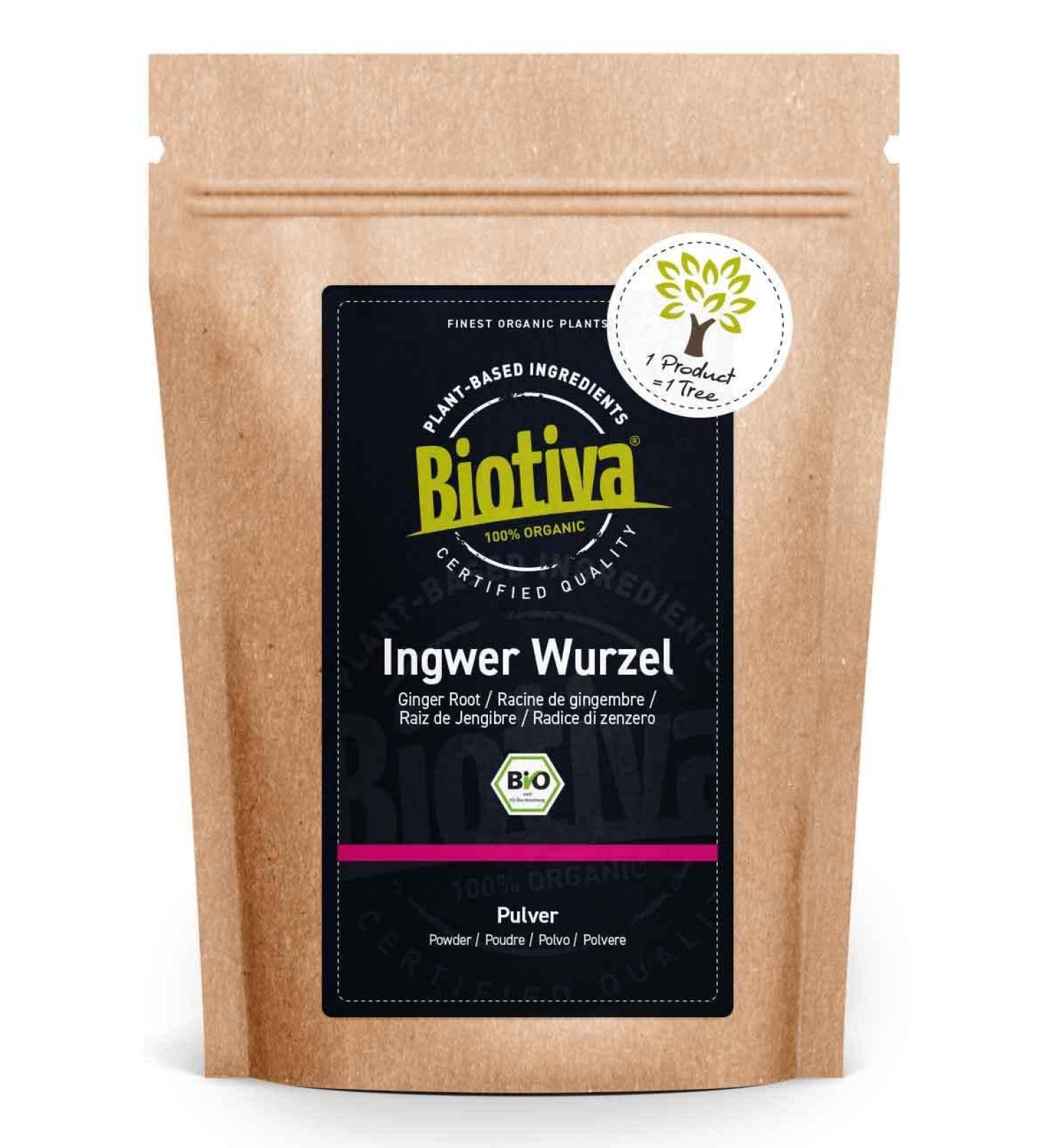 Buy Biotiva Organic Ginger Powder 100g - Pure Ground Ginger Root for Tea & Water - High-Quality German Product - Shop Internationally - Buy Online on GoSupps.com