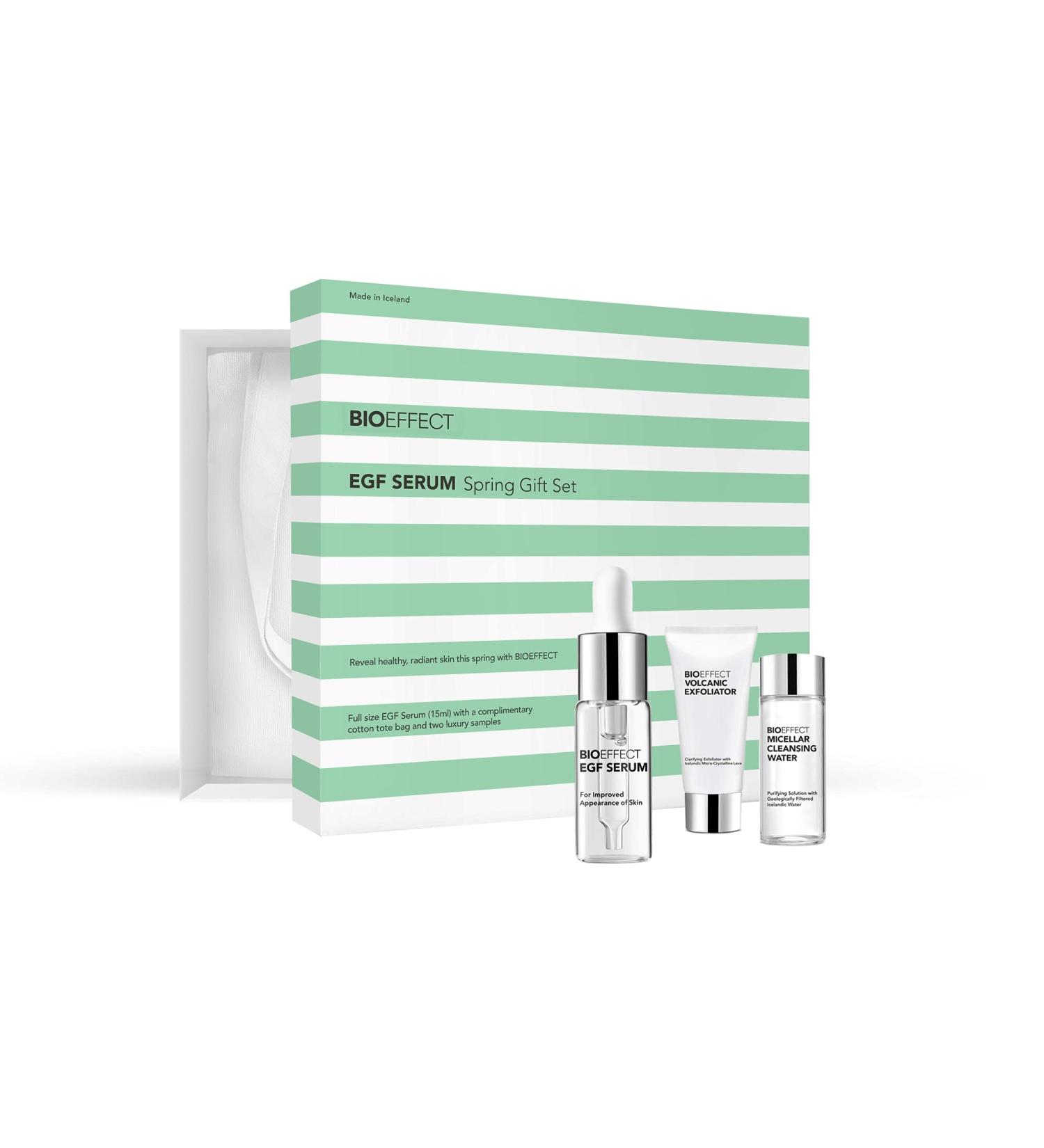 BIOEFFECT EGF Serum Gift Set - Anti-Aging Hydrating Skincare with Mini Volcanic Exfoliator & Micellar Water | Wrinkle-Fighting & Growth Factor | Free Tote Bag - International Shipping Available - Buy Online on GoSupps.com