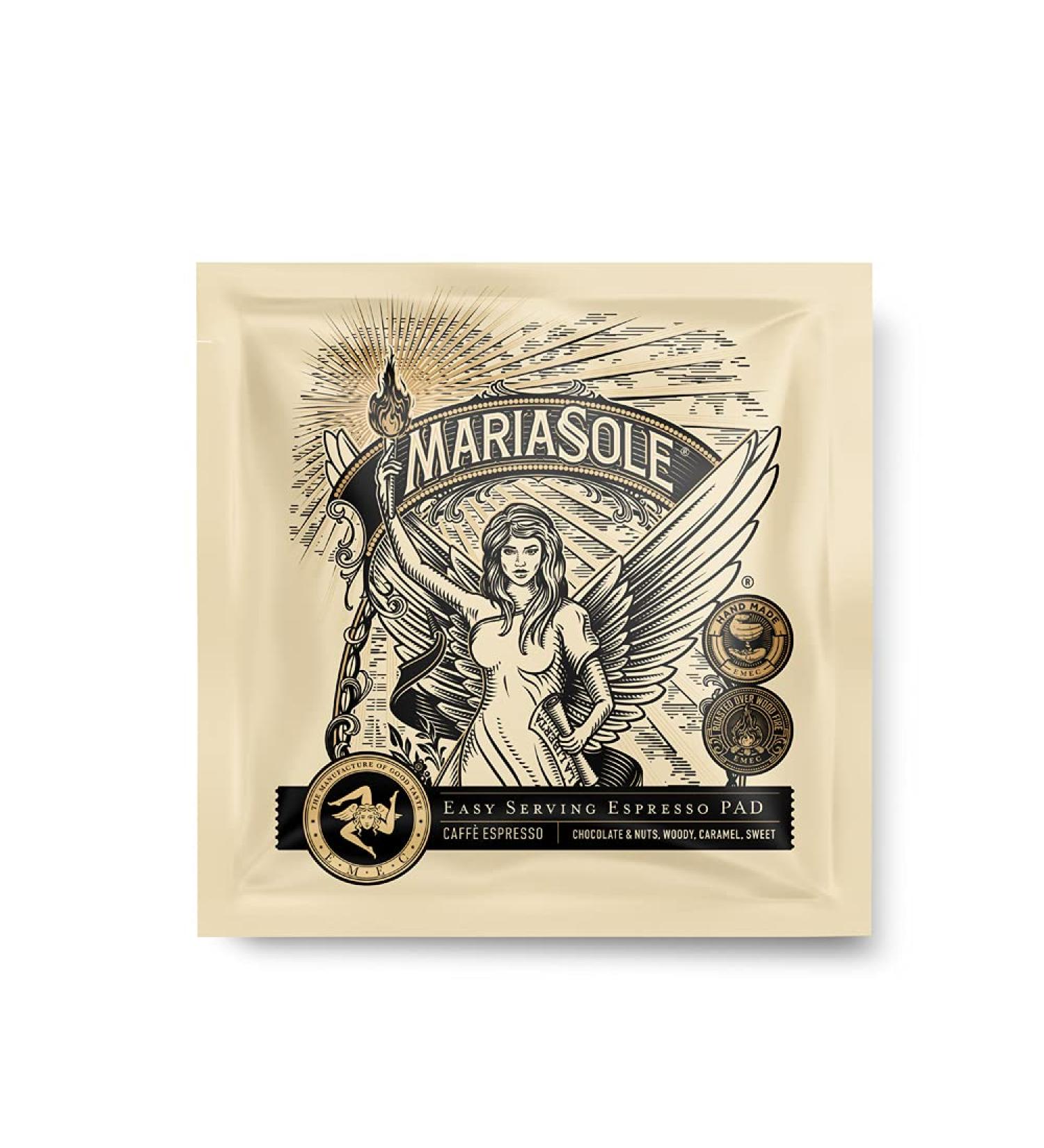 Mariasole Caff Espresso E.S.E Pads - Premium 50 Pack 7g | Traditional Wood Fire Roasted Coffee with Chocolate Nutty Citrus & Caramel Flavors - Buy Online on GoSupps.com