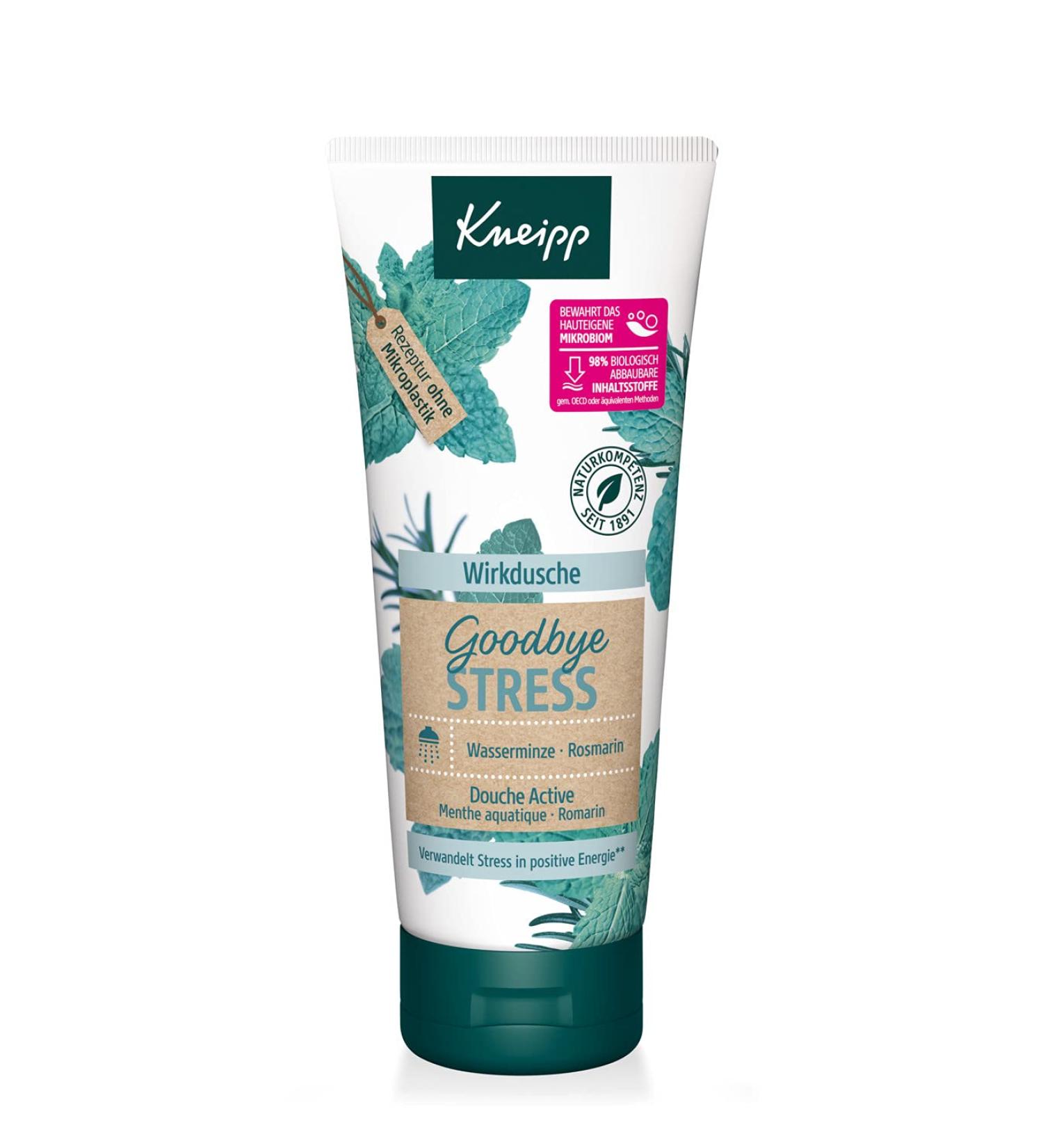 Kneipp Active Shower Goodbye Stress | Moisturizing Vegan Shower Gel with Rosemary & Watermint | 200ml | No Microplastics - Buy Online on GoSupps.com