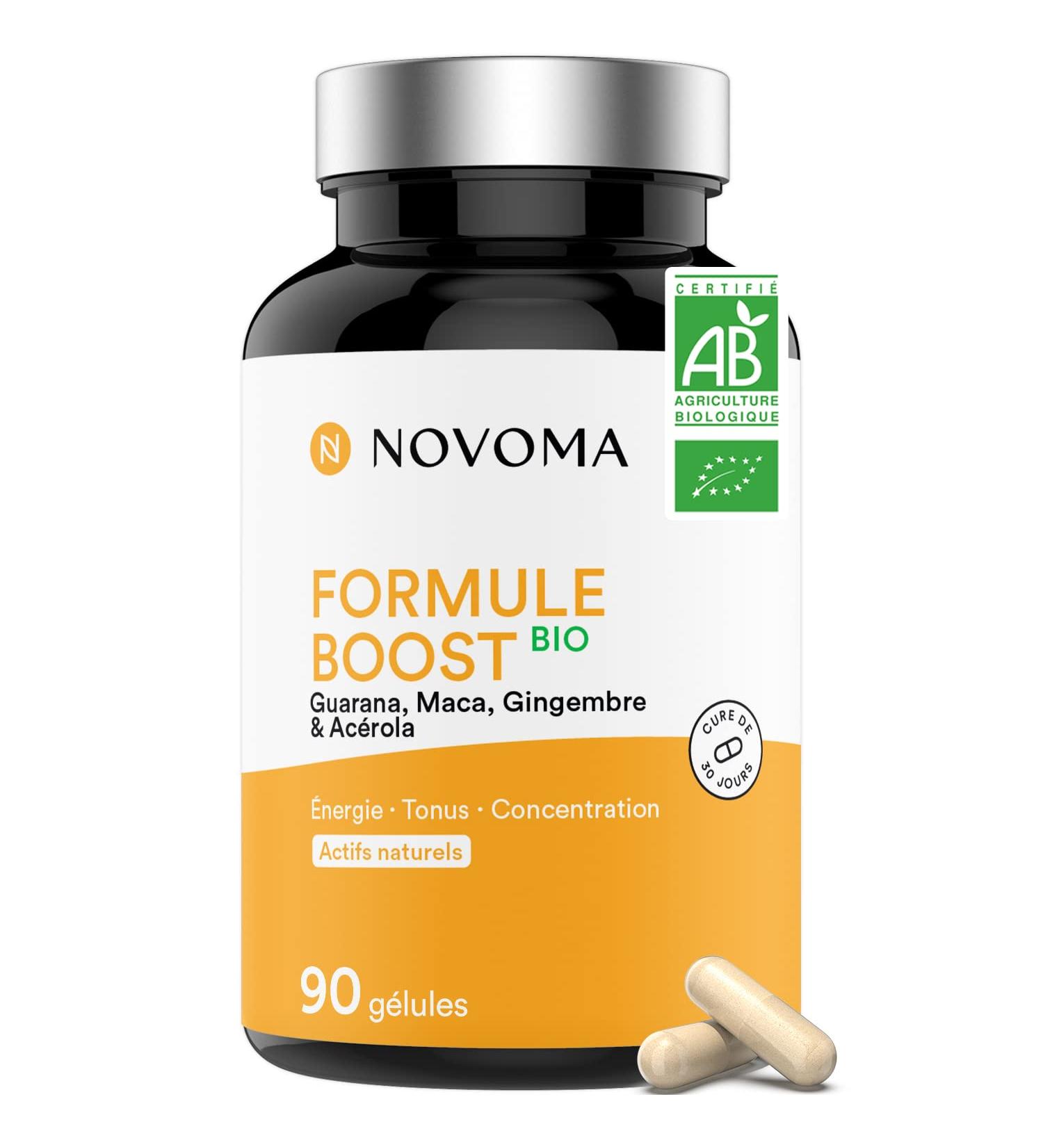 NOVOMA Organic Boost Formula Energy Boost Supplement With Guarana Acerola Maca & Ginger Rich in Caffeine and Natural Vitamin C 90 Vegan Capsules Made in France - Buy Online on GoSupps.com