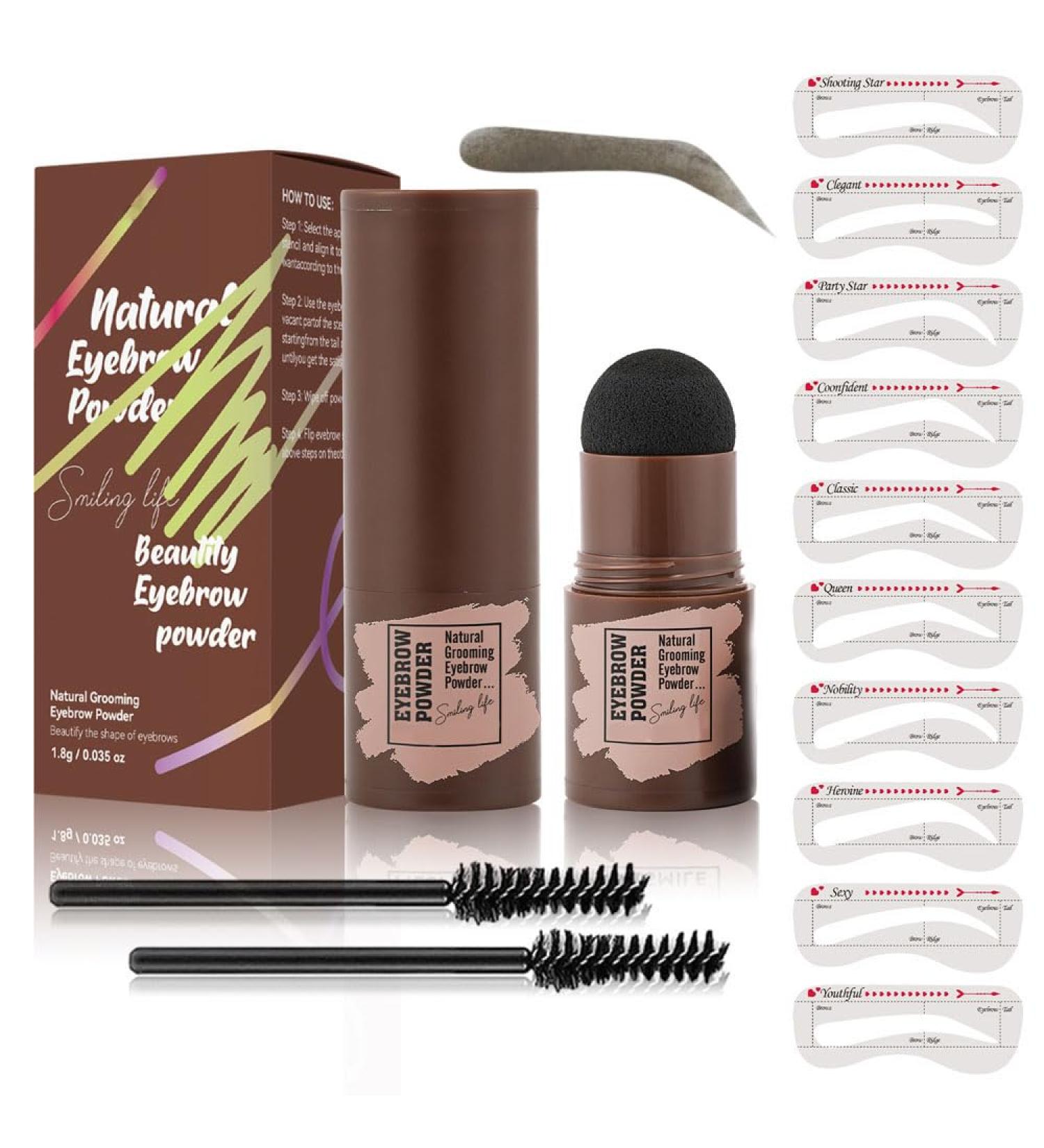 Eyebrow Powder Stick Eyebrow Stamp One Step Eyebrow Stamp Shaping Kit Long Lasting Eyebrow Makeup Eyebrow Powder Tool Set (dark gray) - Buy Online on GoSupps.com
