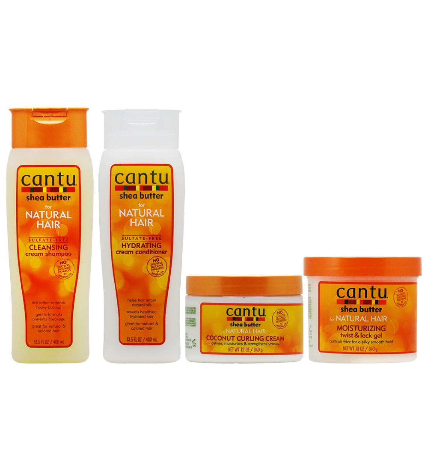 Cantu Set with cleansing shampoo + moisturizing conditioner + coconut curl + Twist & Lock Gel