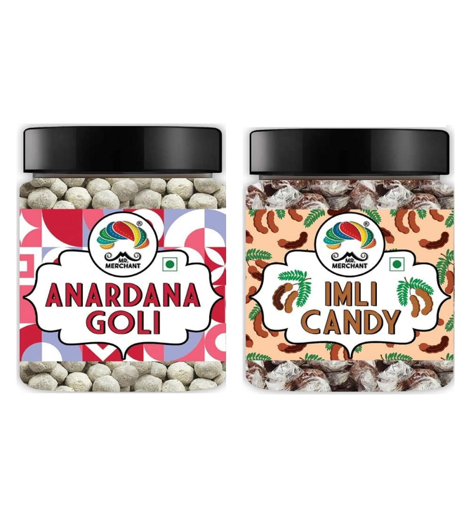 Mr. Merchant Pachak Anardana Goli Churan (300g) & Tamarind Candy (300g) Mouth Freshener Digestive After-Meal Mukhwas Combo (Pack of 2) _Packing May Vary