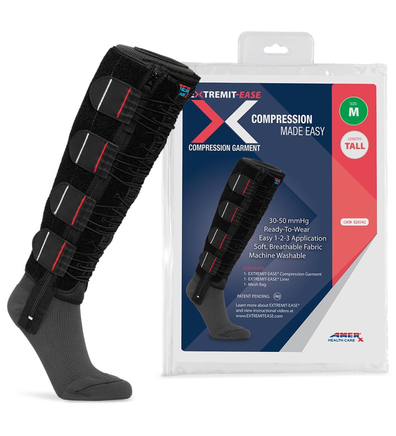 Extremite Tease Compression Bandage for Lower Legs | 30-50 mmHg Size M | Ideal for Lymphedema Venous Insufficiency & Post-Op Edema - Black - Buy Online on GoSupps.com