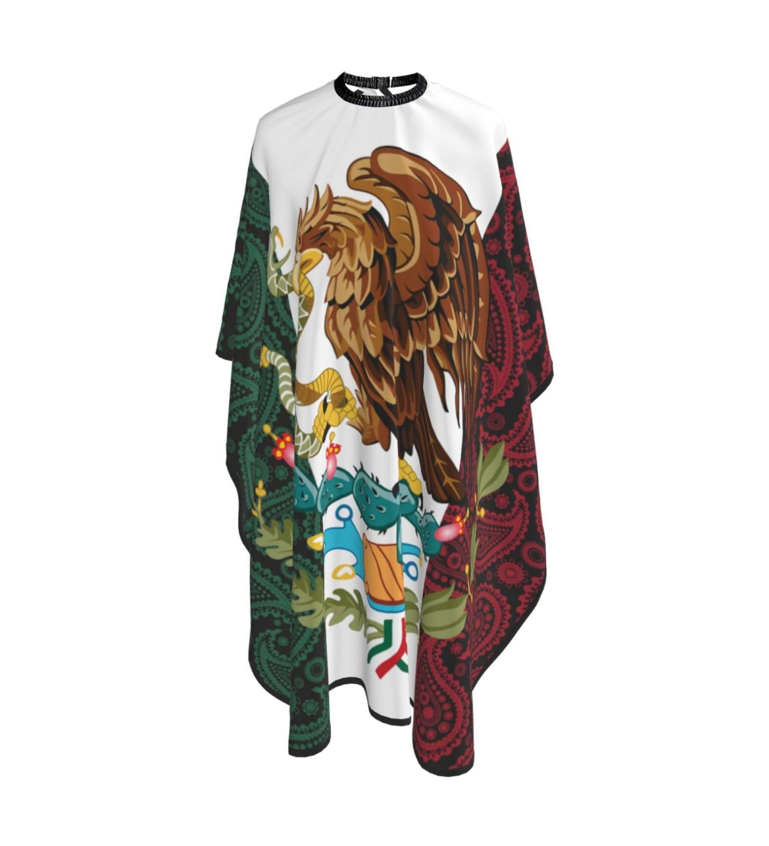 Mexico Paisley Flag Barber Cape | Professional Waterproof Hair Cutting Apron | Adjustable Snap Closure | 55" x 66" | Salon & Home Use - Buy Online on GoSupps.com