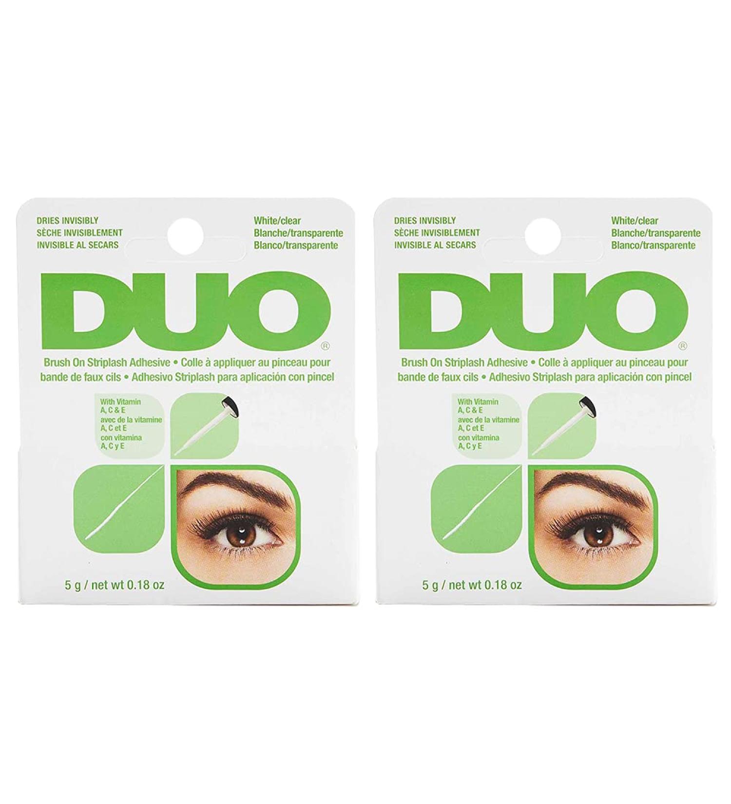 Duo Brush-On Strip Lash Adhesive 2-Pack, 0.18 oz - Clear, Fast Drying, Non-Irritating Formula with Vitamins A, C & E - Safe for Sensitive Eyes and Skin - Buy Online on GoSupps.com