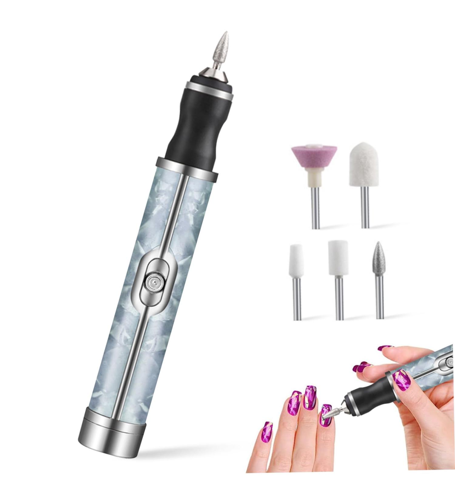 Electric Nail File with 5 Replaceable Head 20000rpm 4 Speeds 500mAh Micro USB Portable Low Noise Manicure Pedicure Polishing Grinding Peeling Nail Drill for Fingernail Toenail - Buy Online on GoSupps.com