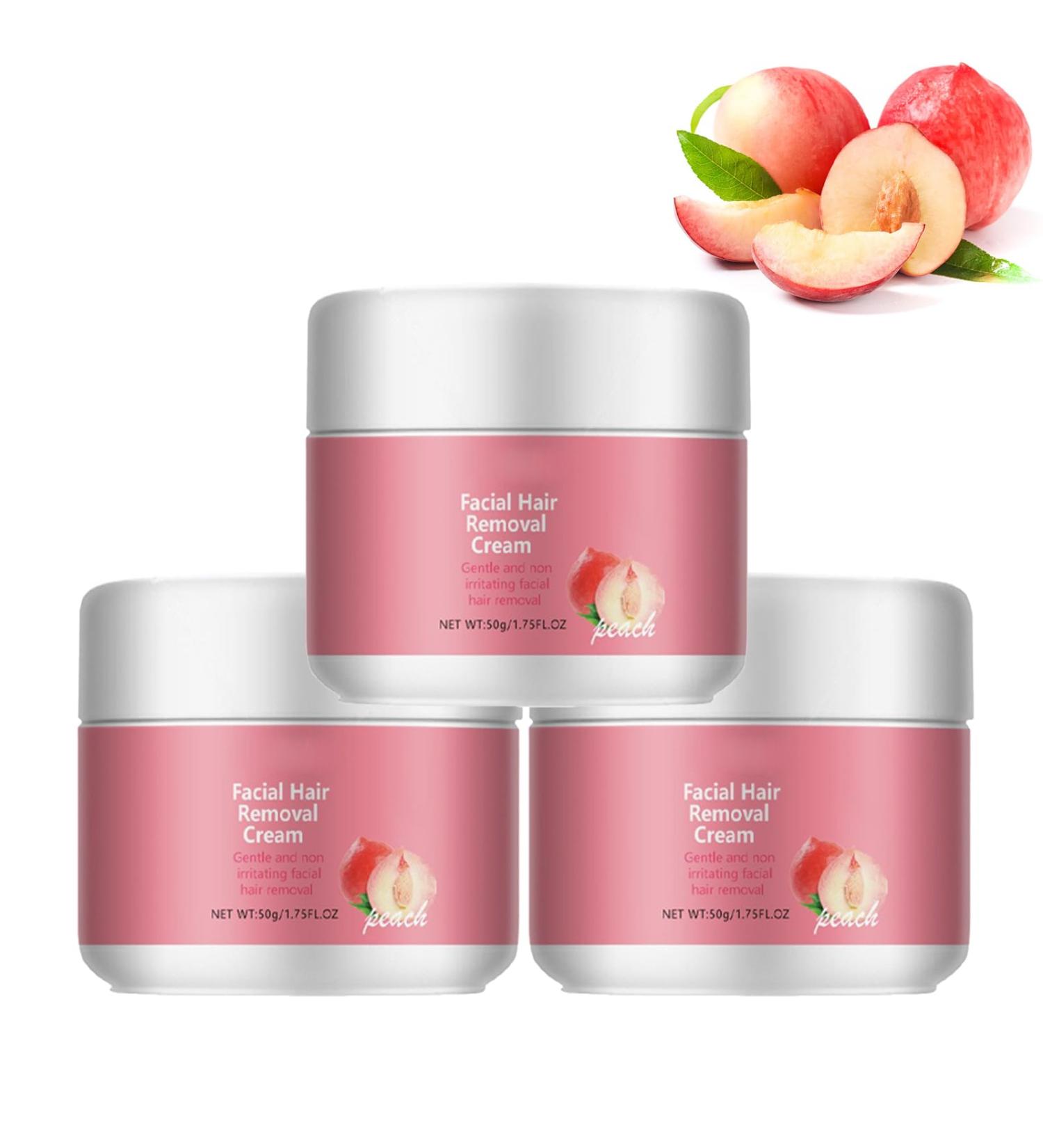  Generisch Pack of 3 gentle and fast-acting peach-scented hair removal creams for face and body for women for hair removal on the upper lip cheeks arms and underarms (50 g) - Buy Online on GoSupps.com