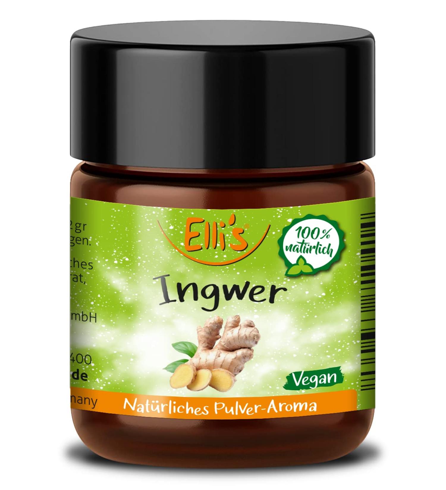 Elli's Flavors Ginger Natural Powder - 100% Vegan Aroma Concentrate for Baking & Cooking | 10g Food Aroma - Buy Online on GoSupps.com