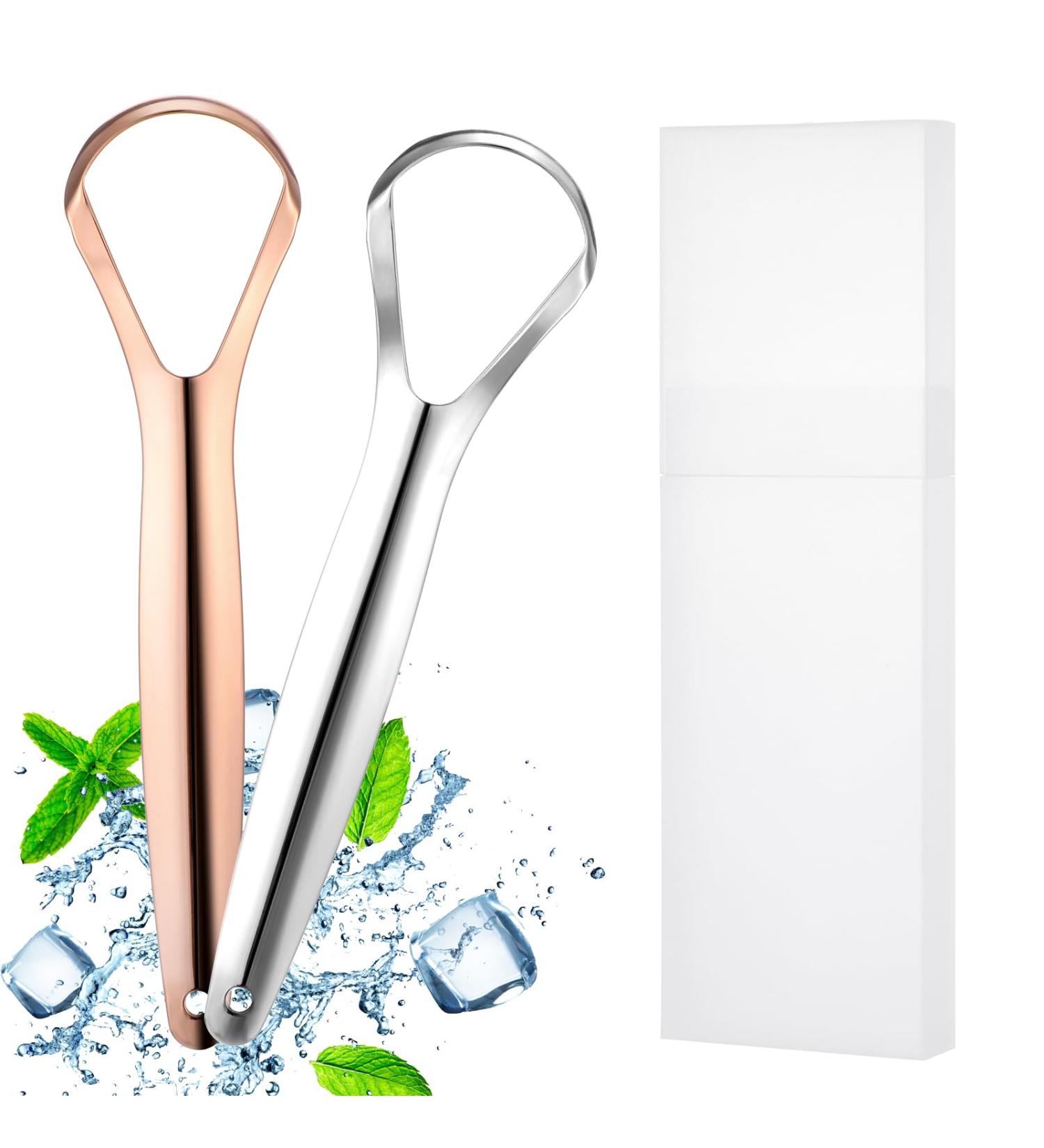 Stainless Steel Tongue Scraper for Adults - 2 Pack Metal Tongue Cleaners for Fresh Breath & Oral Hygiene - Buy Online on GoSupps.com