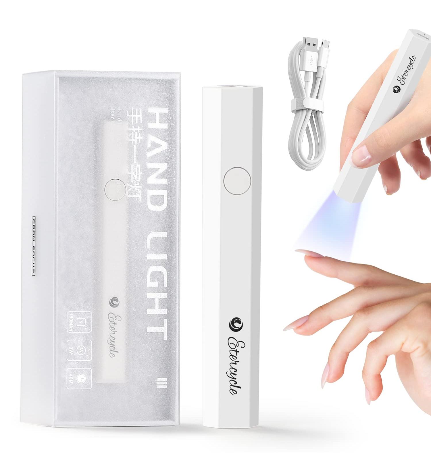 Portable UV LED Nail Lamp | Mini Nail Dryer for Quick Gel Curing | USB Rechargeable Flashlight for DIY Manicure | White - Buy Online on GoSupps.com
