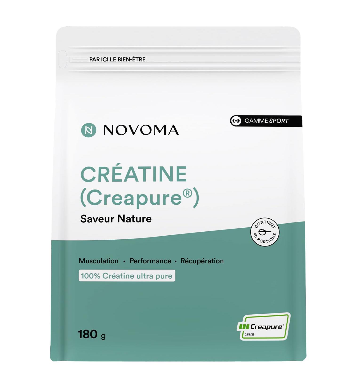 NOVOMA Creapure Creatine Monohydrate 100% Ultra Pure Creatine Performance and Muscle Strength Natural Flavor 60 Servings 180 g Bag Made in France - Buy Online on GoSupps.com