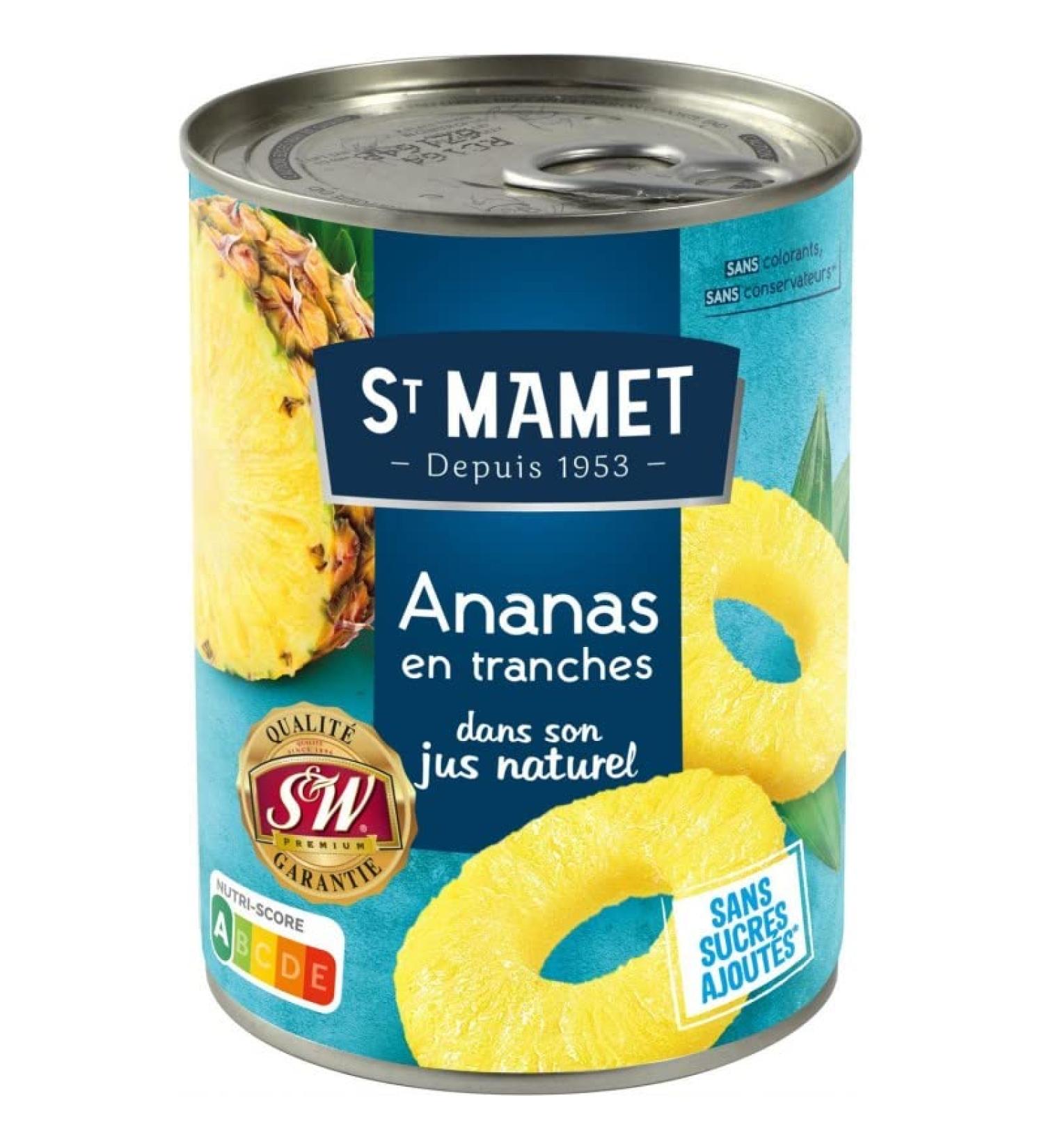 ST MAMET Ananas Origine - 10 Tranches Enti res - 345g Net goutt - Fruits Savoureux et Pratiques pour Vos Desserts ou Encas Gourmands. - Le Lot De 4