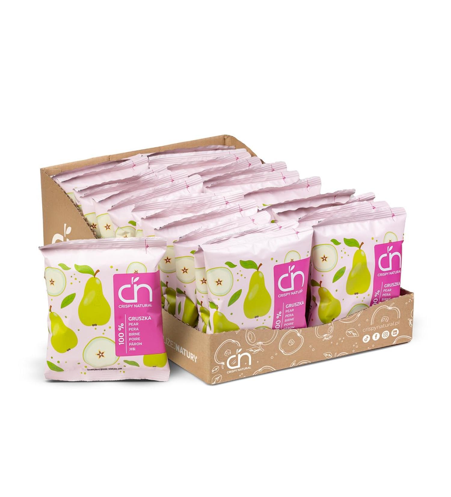 Natural Crunchy Pear Chips 20x18 g - Dried Fruit Chips Crispy Healthy Snack Naturally No Added Sugar Gluten Free Source of Fiber. - Buy Online on GoSupps.com