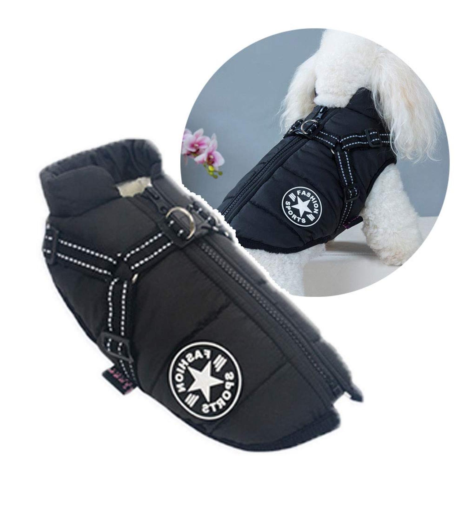 Oncpcare Warm Dog Coat with Dishes for Small Dogs & Cats - Winter Pet Jacket XL Black - Buy Online on GoSupps.com
