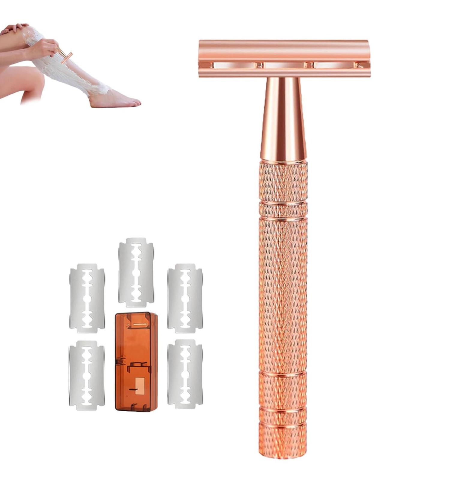 Jodial Women's Safety Razor | Reusable Metal Razor with 5 Platinum-Coated Double-Edged Blades - Eco-Friendly Grooming - Buy Online on GoSupps.com