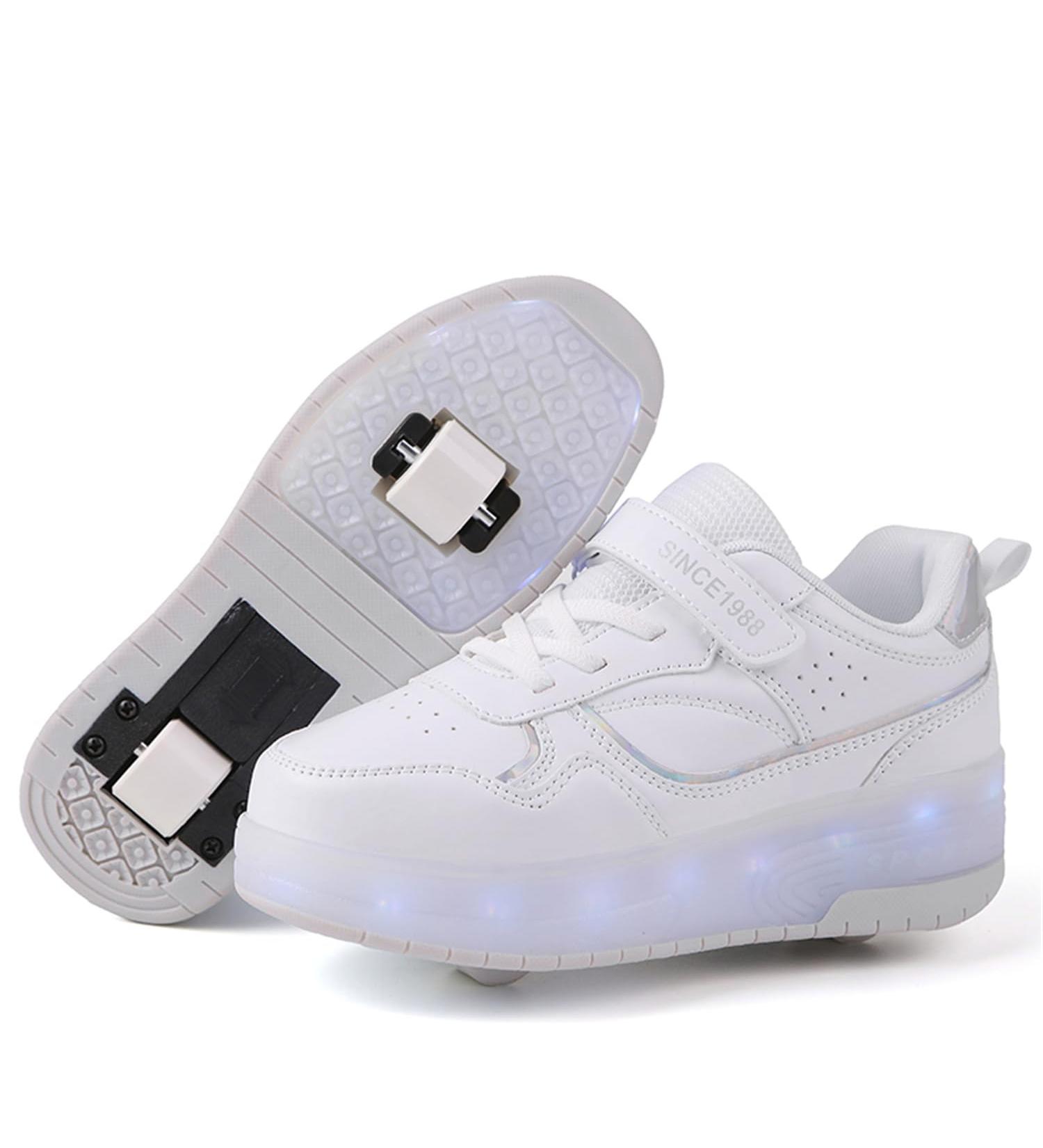 Adjustable LED Flashing Roller Skates for Kids - Boys & Girls - 36 EU White Sneakers - Buy Online on GoSupps.com