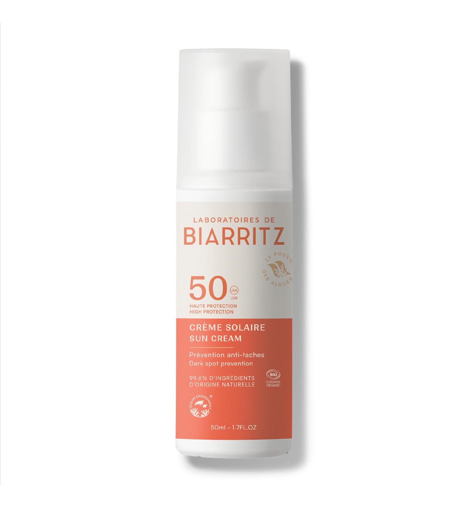 Laboratoires de Biarritz - Cr me Solaire Visage - SPF50 - Certifi e Bio - Pour Adulte - Prot ge Hydrate et Pr vient l'Apparition de Taches - 50 ml - Fabriqu e en France SPF50 (nouvelle version) - Buy Online on GoSupps.com