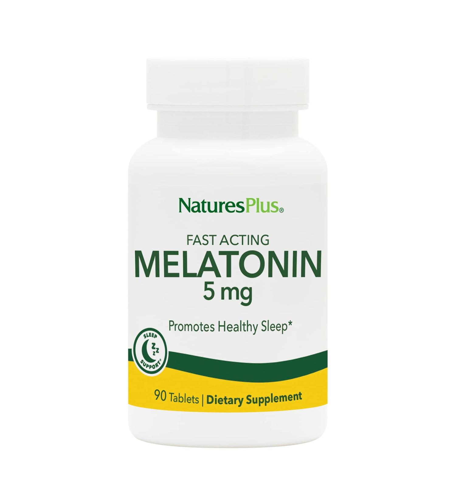Nature's Plus Melatonin 5 mg - 90 Sleep Support Tablets for Better Rest - Buy Online on GoSupps.com