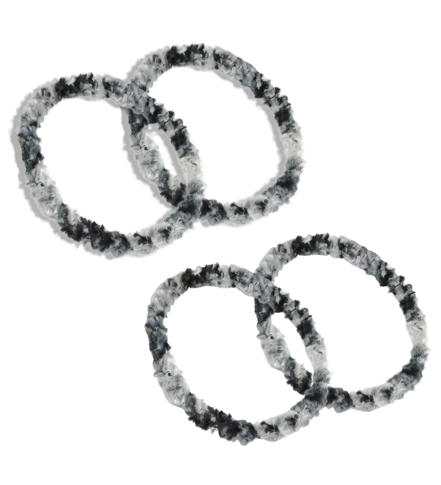 Parcelona Set of 4 Chenille Ponytail Elastic Hair Ties | Non-Slip & Metal-Free Hair Accessories for Women - Gray-Black - Buy Online on GoSupps.com