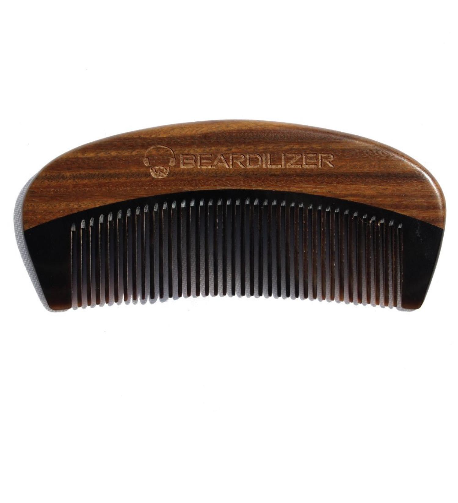 Beardilizer Beard Comb - 100% Natural Black Ox Buffalo Horn & Sandalwood Handle - Buy Online on GoSupps.com