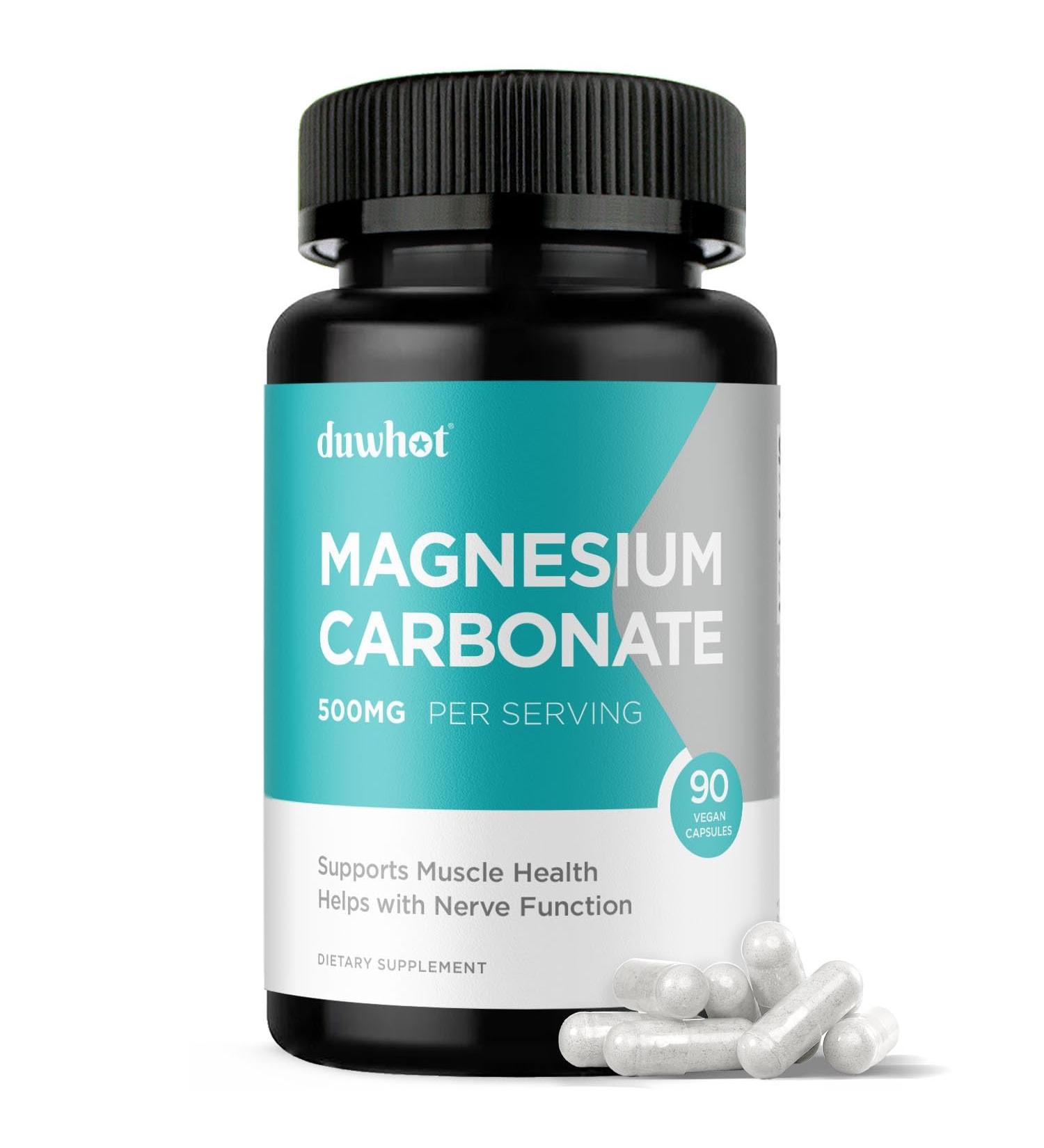 duwhot Magnesium Carbonate 500mg High Absorption Supplement for Digestive Health Muscle & Nerve Function 3 Month Supply Vegan Non-GMO Gluten-Free 90 Capsules - Buy Online on GoSupps.com