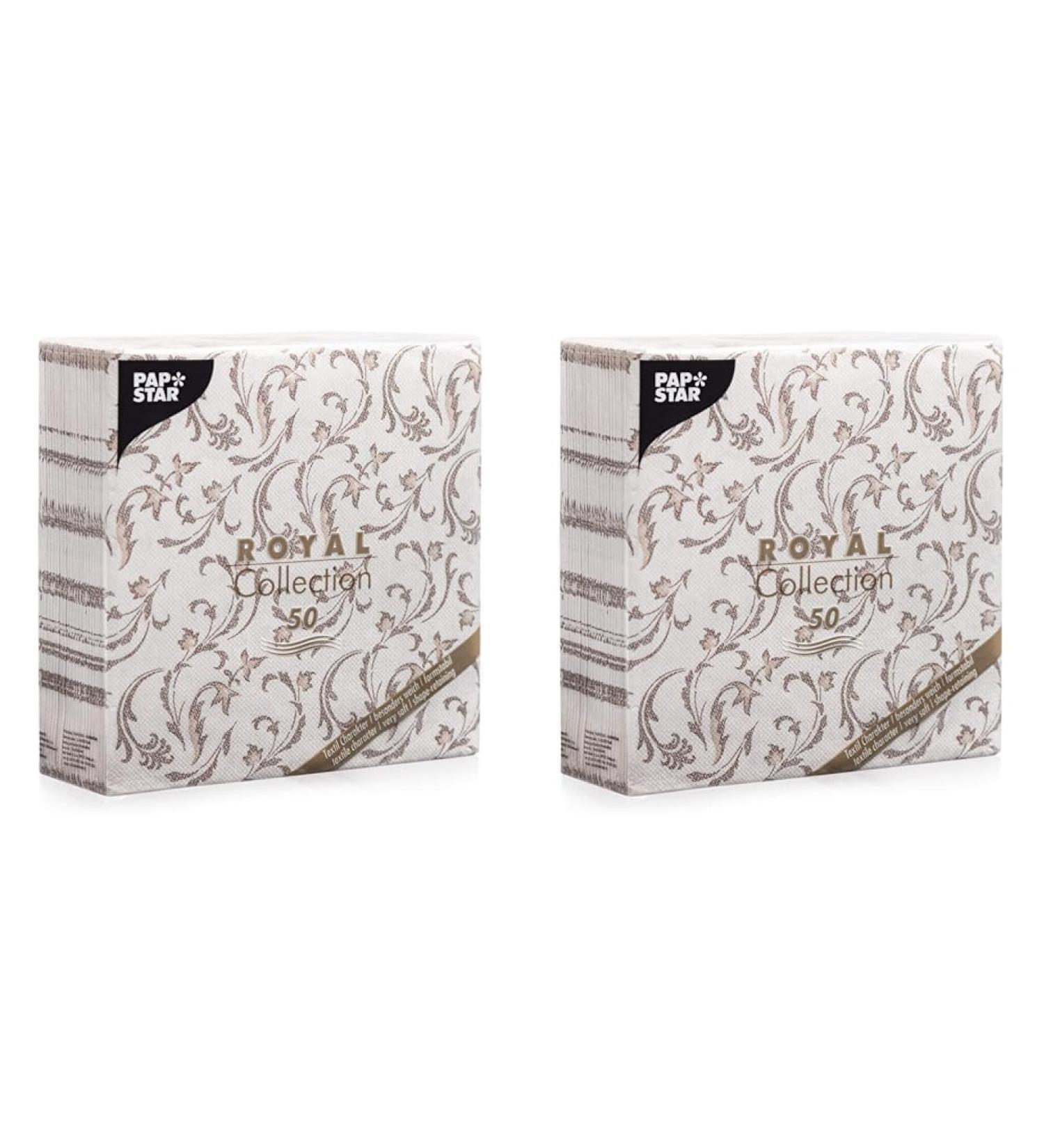 Buy Papstar Royal Collection Napkins - 50 Pack 1/4 Fold Damascato Brown 40x40 cm - International Shipping Available - Buy Online on GoSupps.com