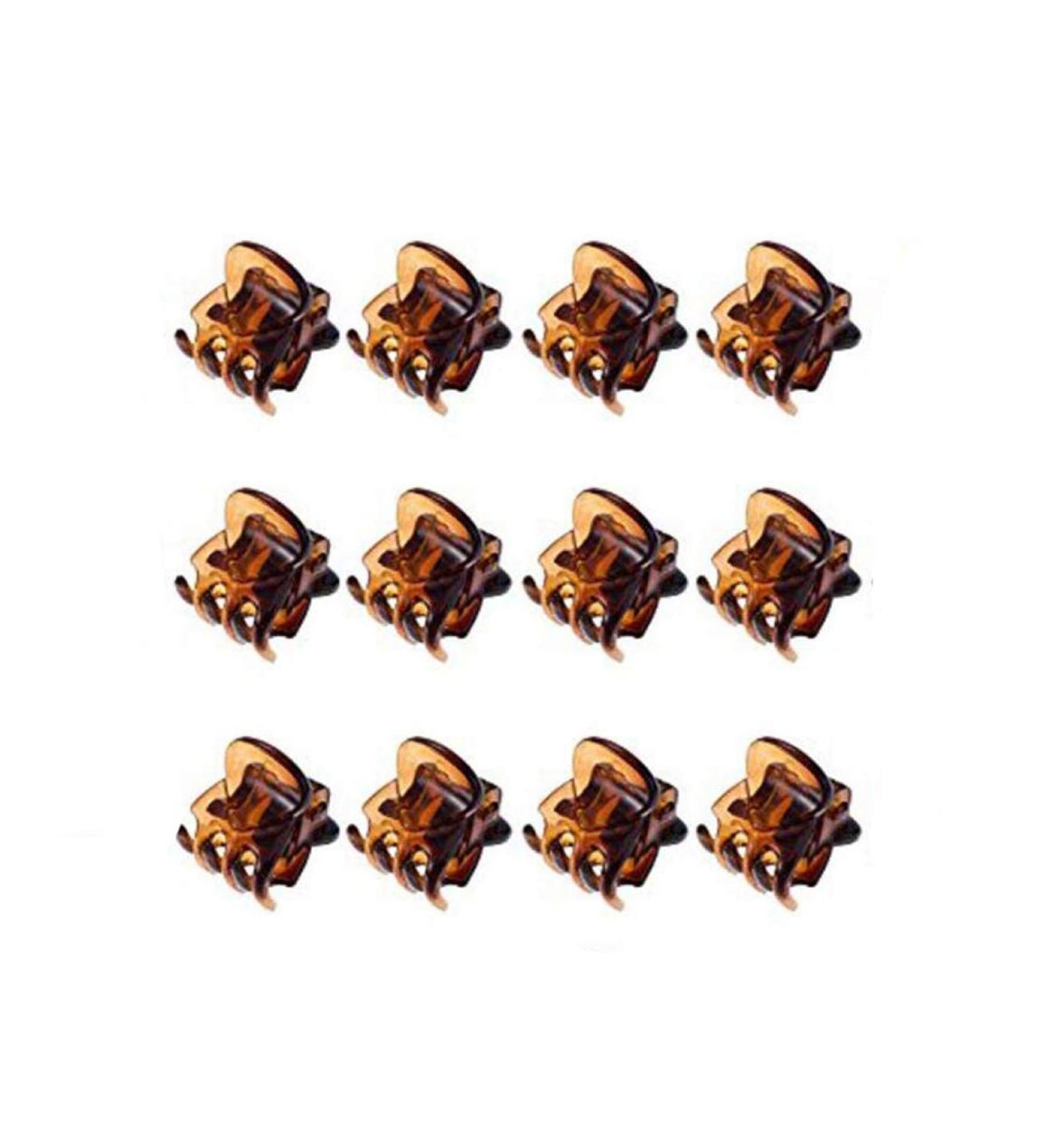 12PCS Mini Small Plastic Hair Clips Claws Pins Clamps Hairpin for Girls Kids Women Coffee Color - Buy Online on GoSupps.com