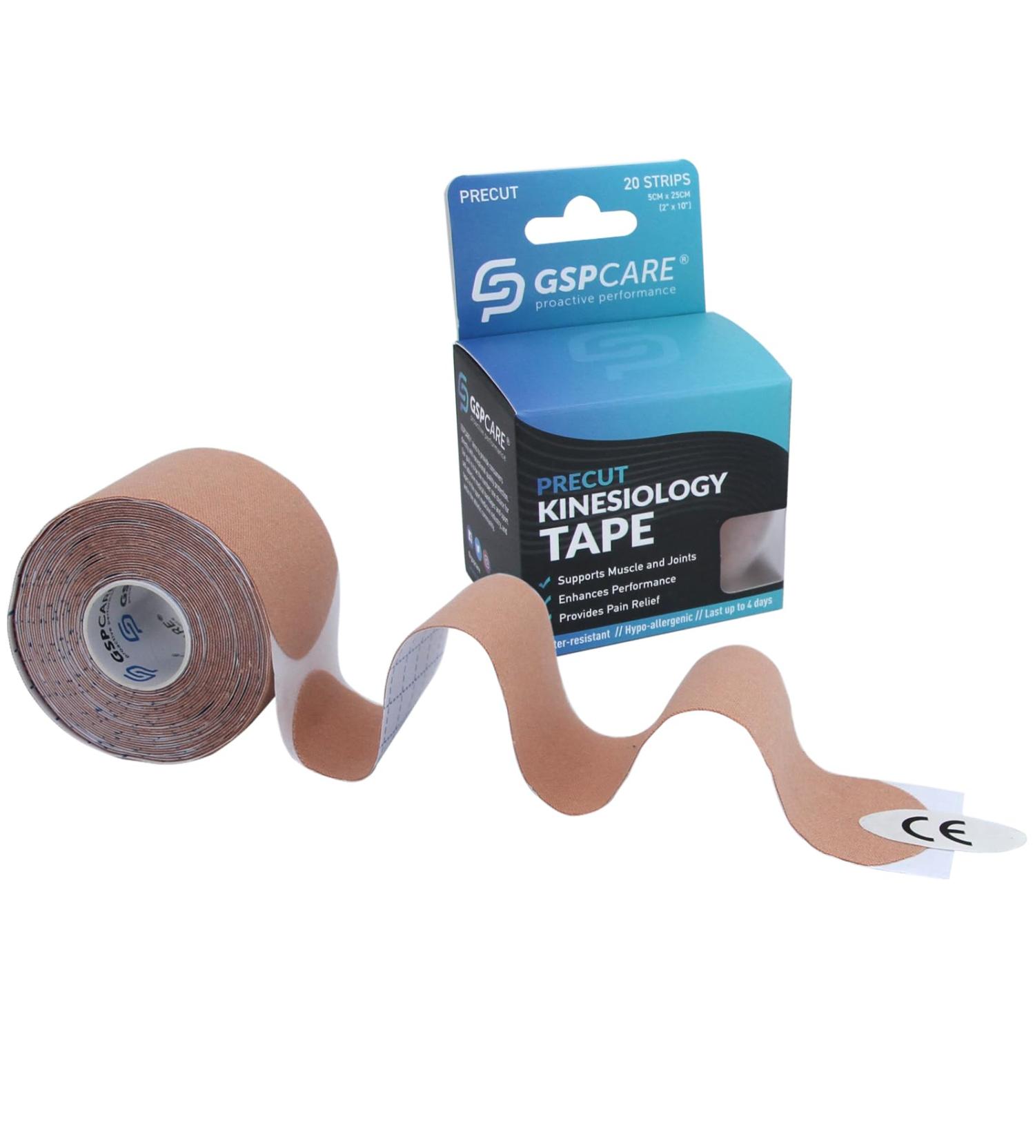Skin Pre-Cut I Kinesiology Tape 5cm*5m - 20 Pieces, Elastic Sports Tape for Muscle Support & Pain Relief - Buy Online on GoSupps.com