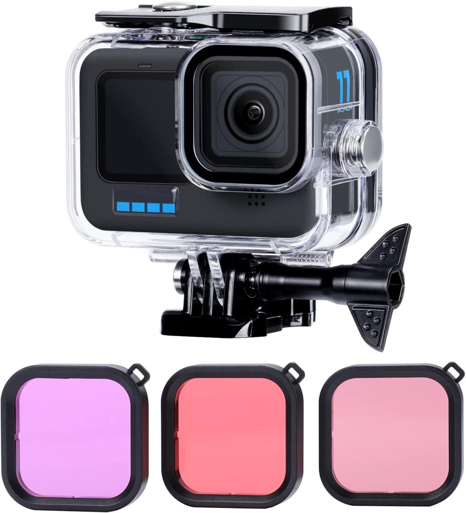 Underwater Waterproof Case Kit for GoPro Hero 11/10/9 Black - 50m Dive Shell with Filters & Anti-Fog Inserts for Snorkeling Photography - Buy Online on GoSupps.com