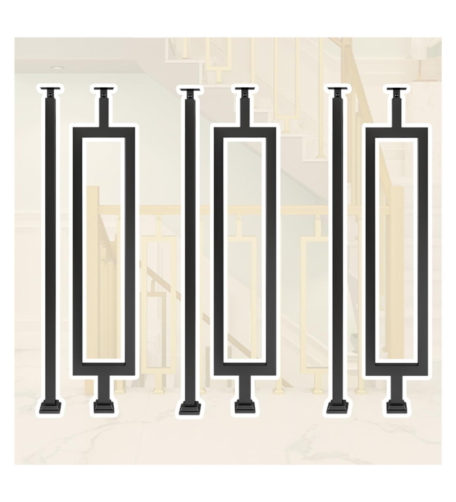 3 Sets Stairs Handrail Railing Stairs Metal Balusters Floor Mount/Rectangle Handrail Guardrail Railing for Interior Exterior Balusters Spindle Post (Color : 3 Set Black Size : 105cm(41.3in) Tall 3 Set Black 110cm(43.3in) Tall - Buy Online on GoSupps.com