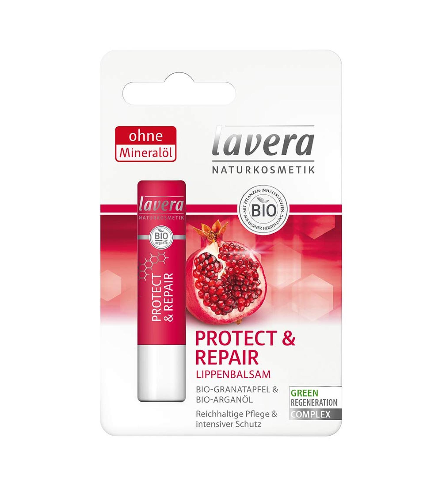 lavera Lip Balm Repair Instant Relief Organic Pomegranate & Brazil Nut Vegan Organic Skin Care Natural & Innovative Cosmetics 4.5g - Buy Online on GoSupps.com