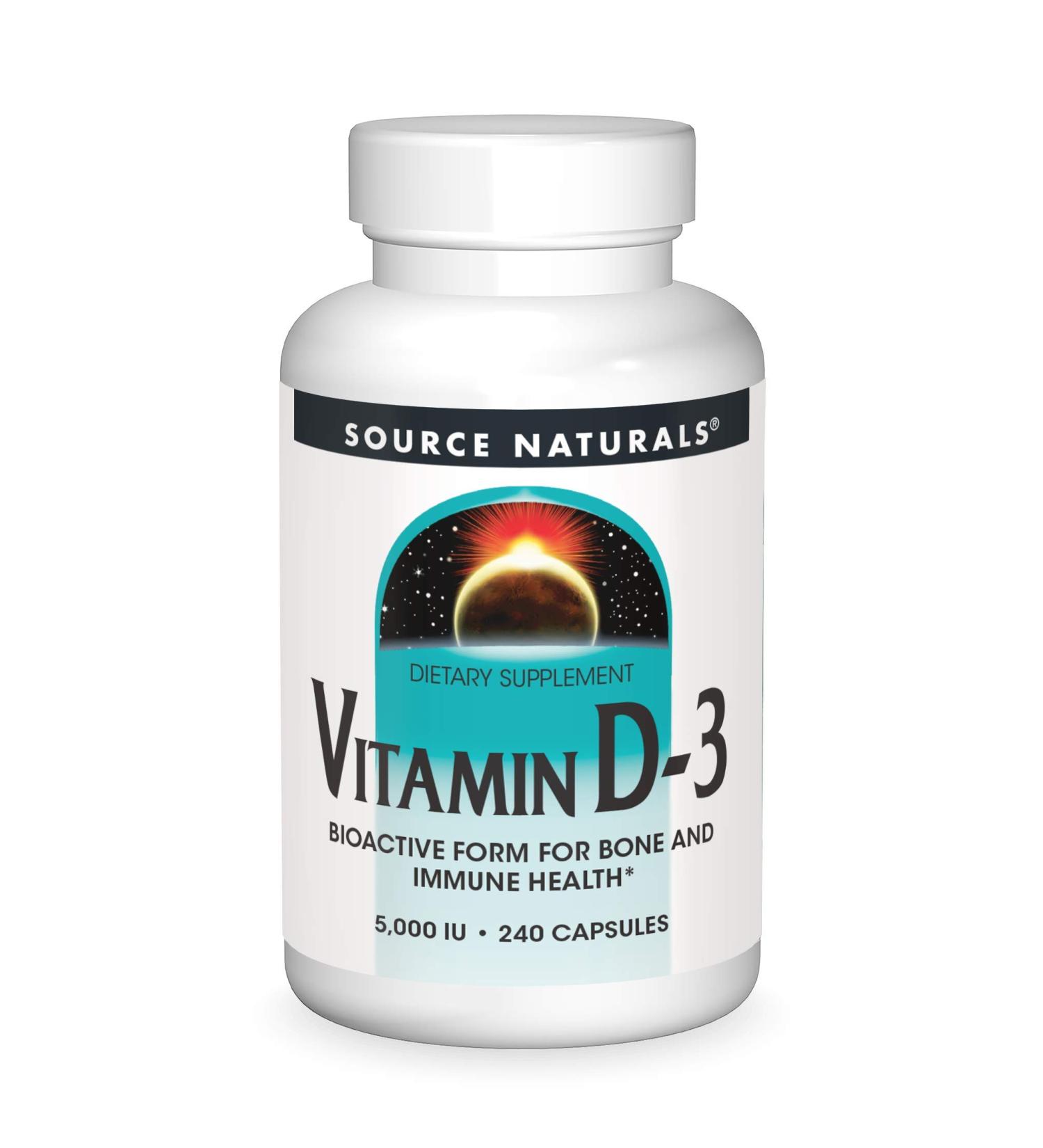 Source Naturals Vitamin D-3 5000 IU - 240 Capsules for Immune Support & Bone Health - Buy Online on GoSupps.com