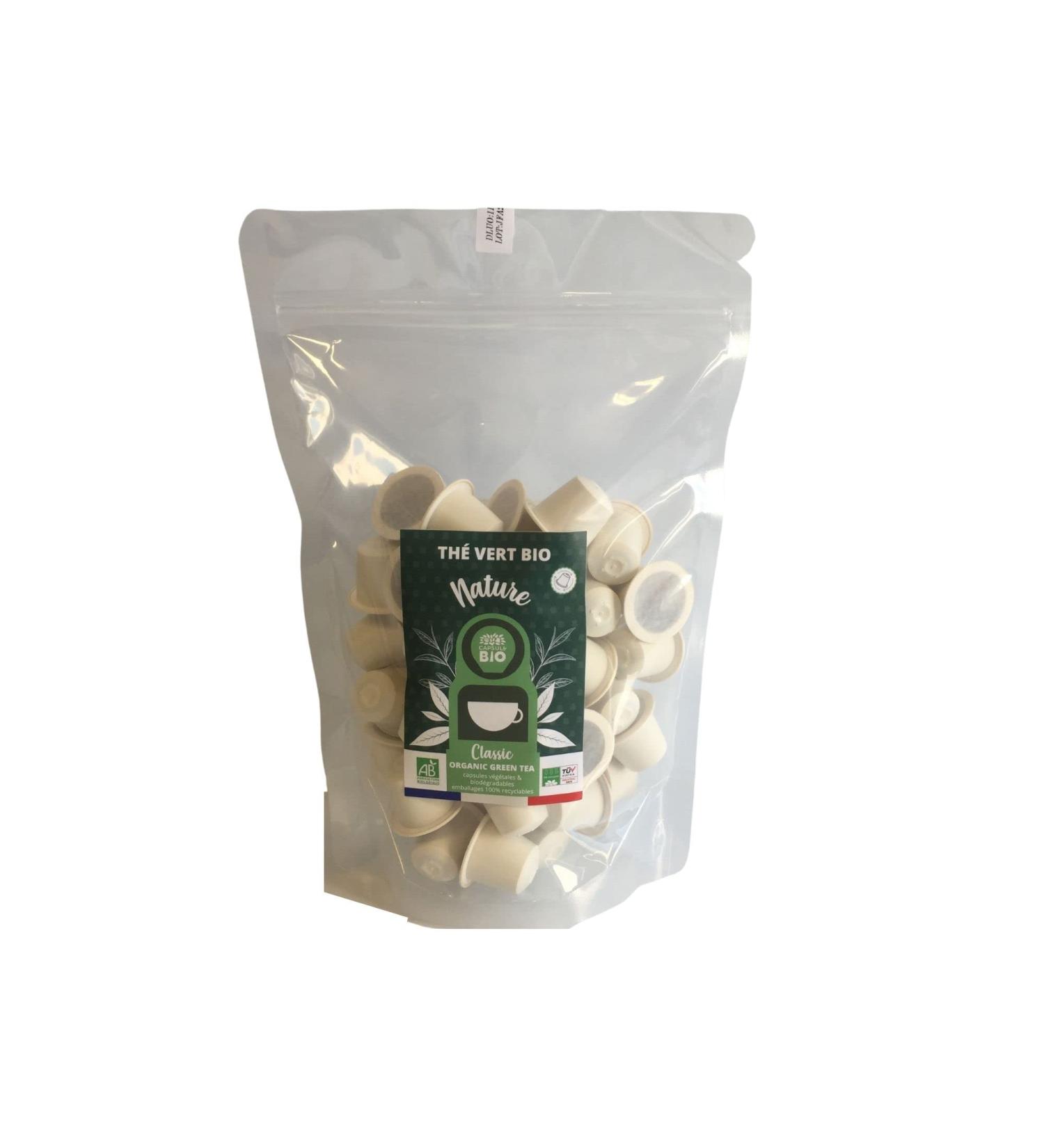 CAPSUL&BIO Th Vert de Chine nature - 50 Capsules Biod gradables - Compatible avec les machines Nespresso - 100% V g tales - Rapide et Sain - Fabrication Fran aise 1 Unit (Lot de 50) - Buy Online on GoSupps.com