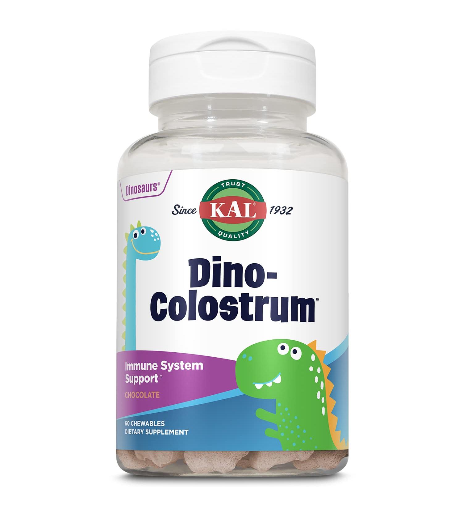 KAL Dino Colostrum Chewables - Dark Chocolate Flavor - Immune & Growth Support for Kids - 60 Servings - Buy Online on GoSupps.com