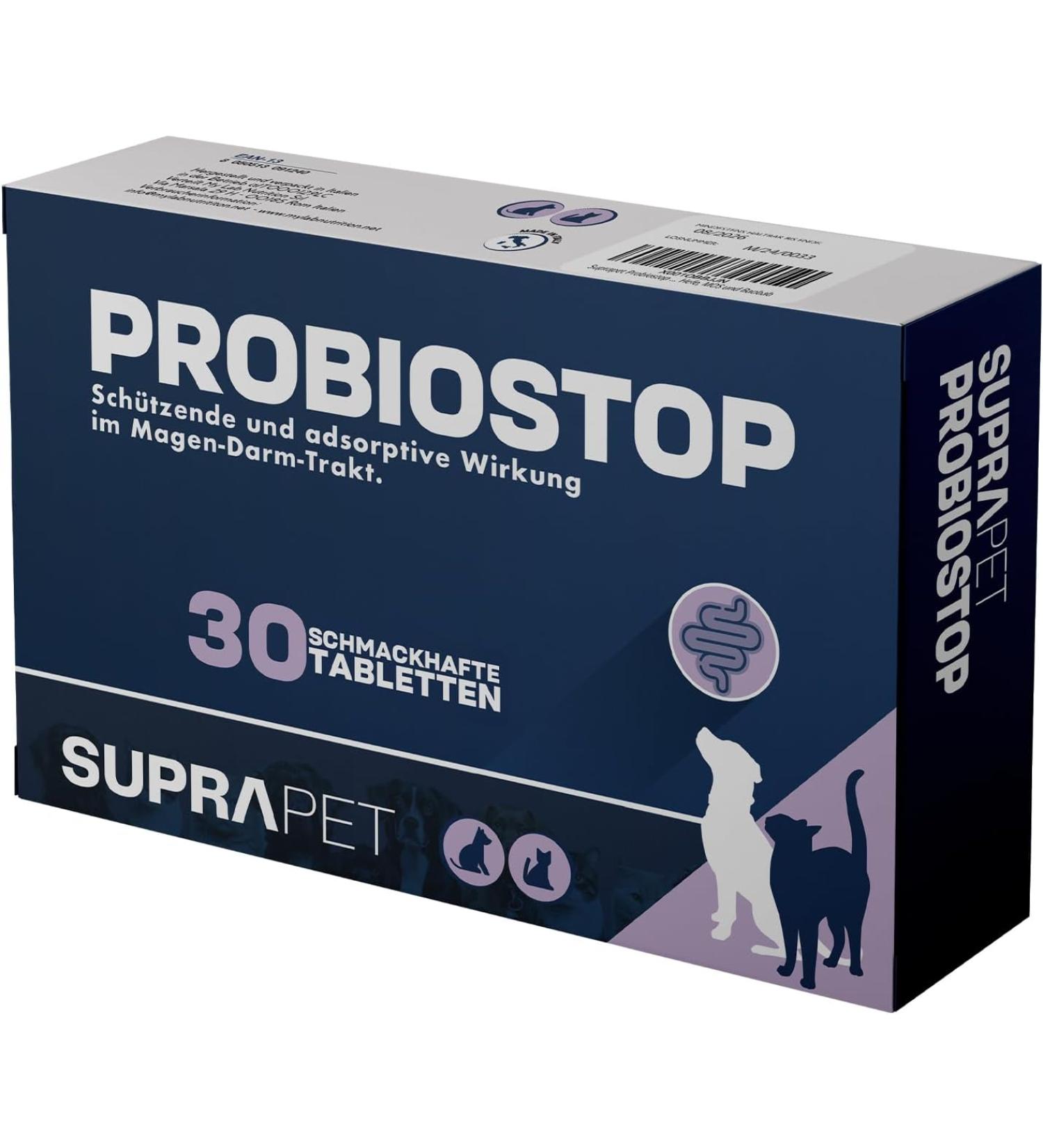 Suprapet ProBiostop - Probiotic Tablets for Dogs & Cats | 30 Natural Supplement for Gut Health with Inulin & Baobab - Buy Online on GoSupps.com